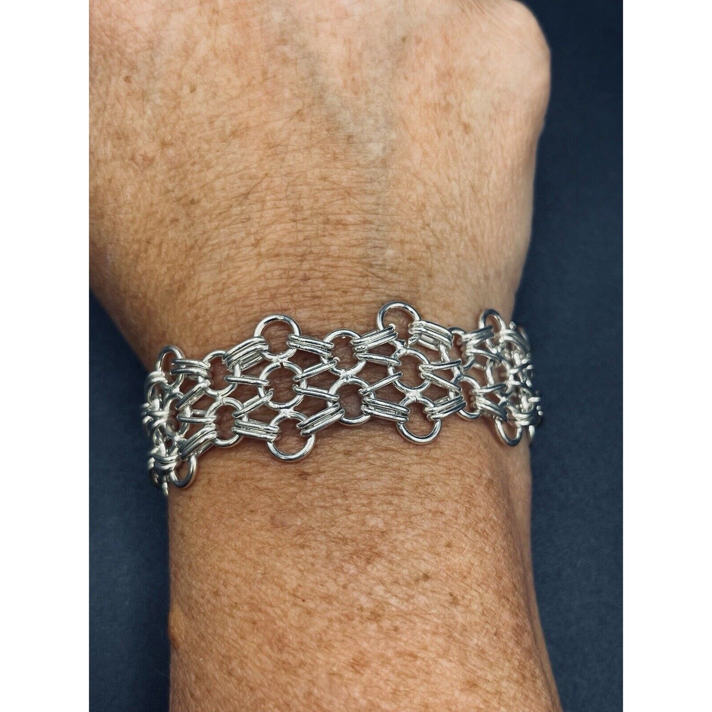 8” Sterling Silver 24MM Link Chain Bracelet 29 Grams K25