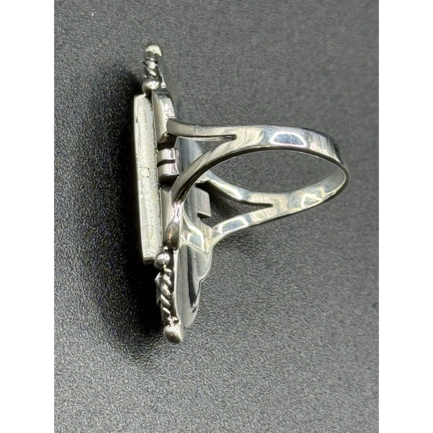 New Condition Sterling Silver Art Deco Tigers Eye Ring Size 6.75