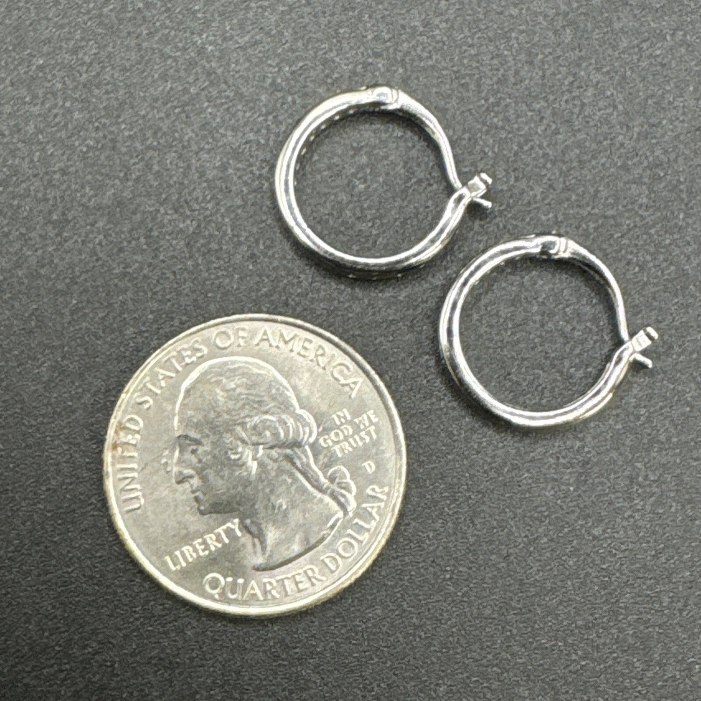 New Condition Sterling Silver CZ Huggie Hoops 16mm 925