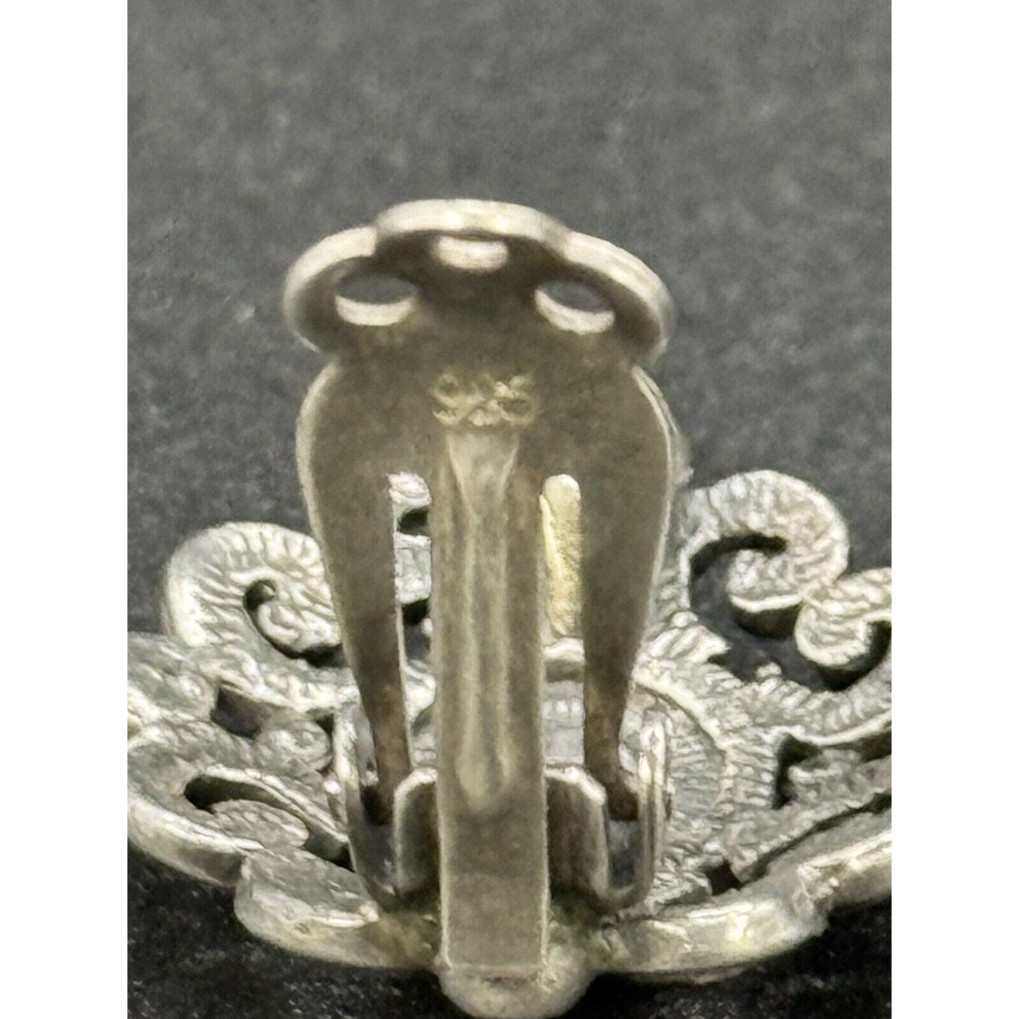 Vintage Sterling Silver Onyx Scroll Clip On Earrings 925 M27