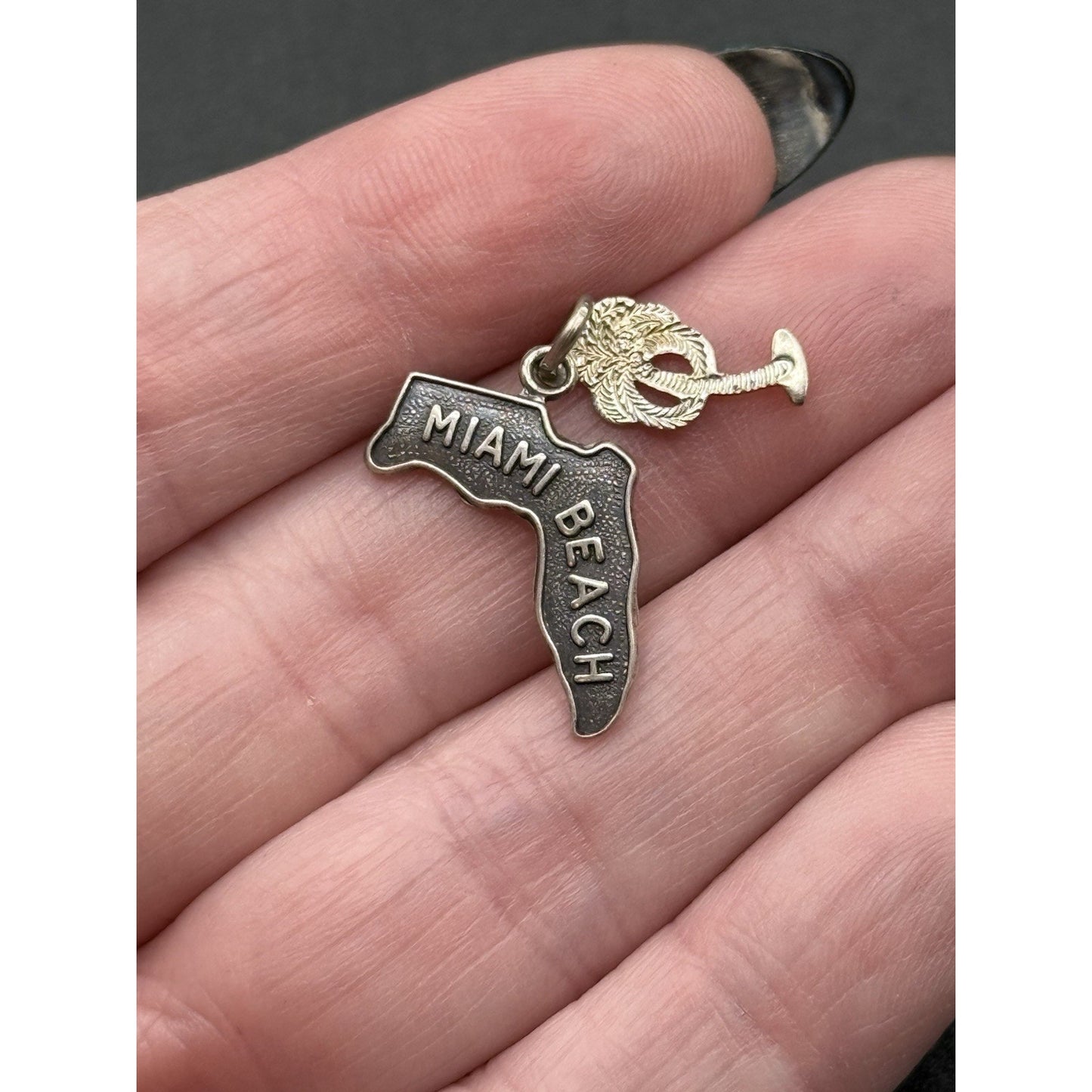 Vintage Sterling Silver Miami Beach Florida Palm Tree Charm P19
