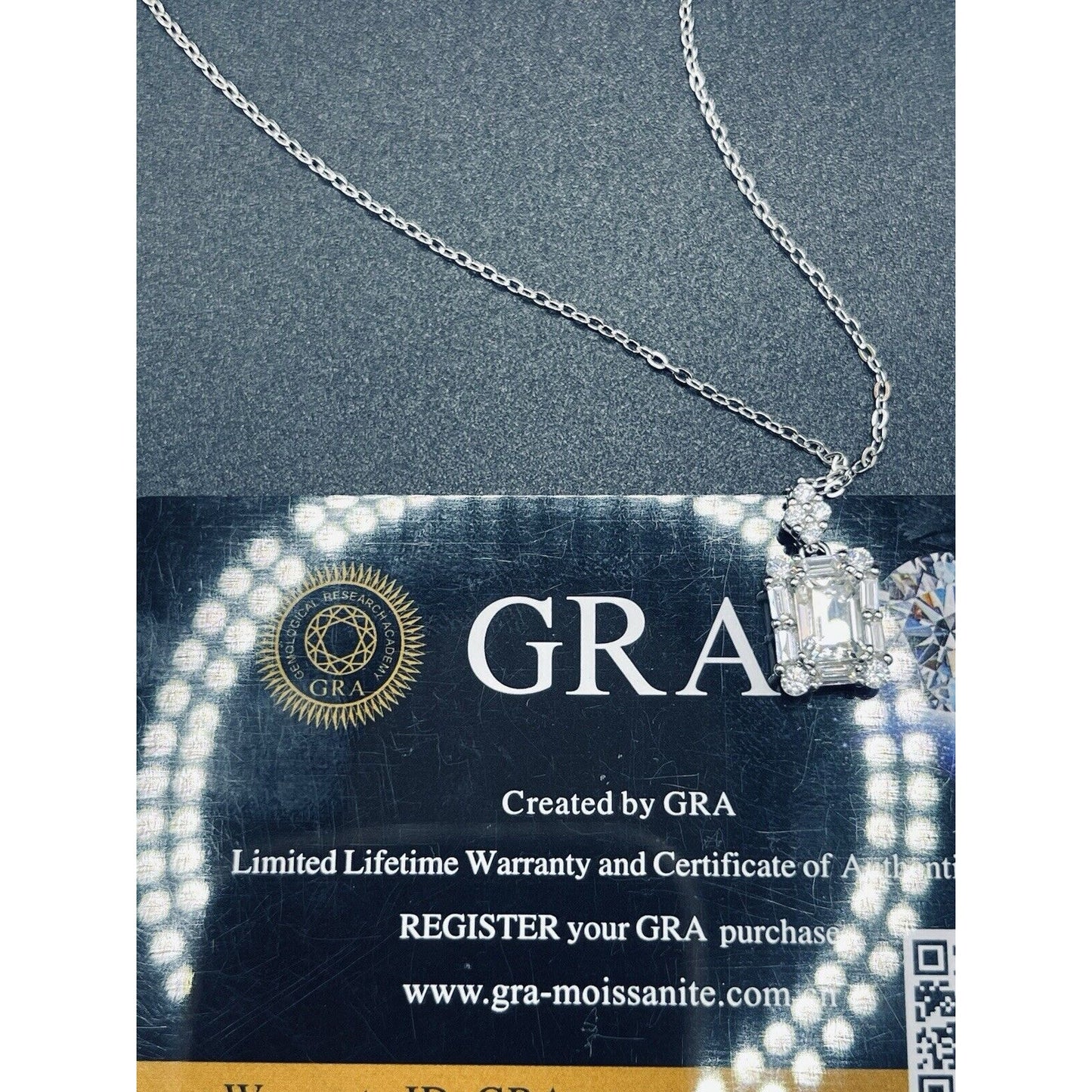 18” New Condition Moissanite Pendant Necklace GRA