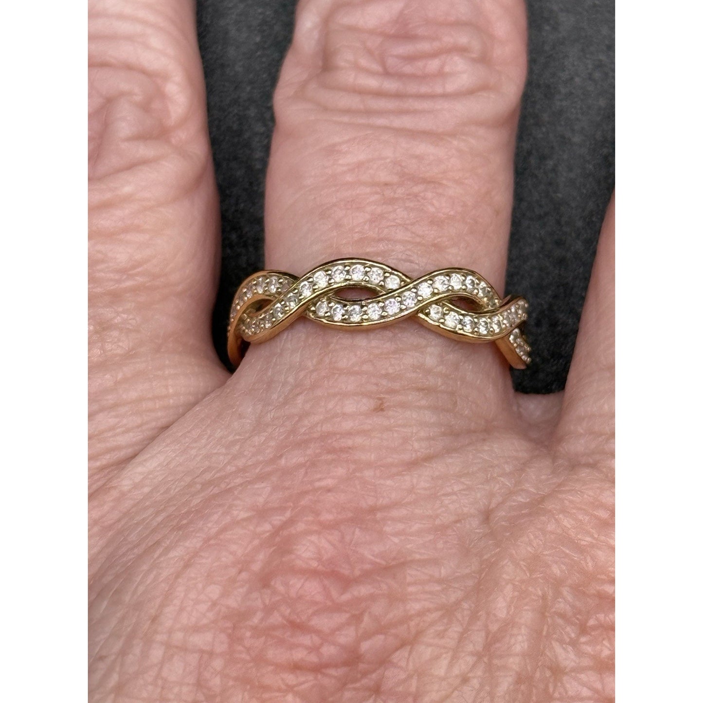 Gold Sterling Silver Cubic Zirconia Twist Ring Size 9.75 Q23