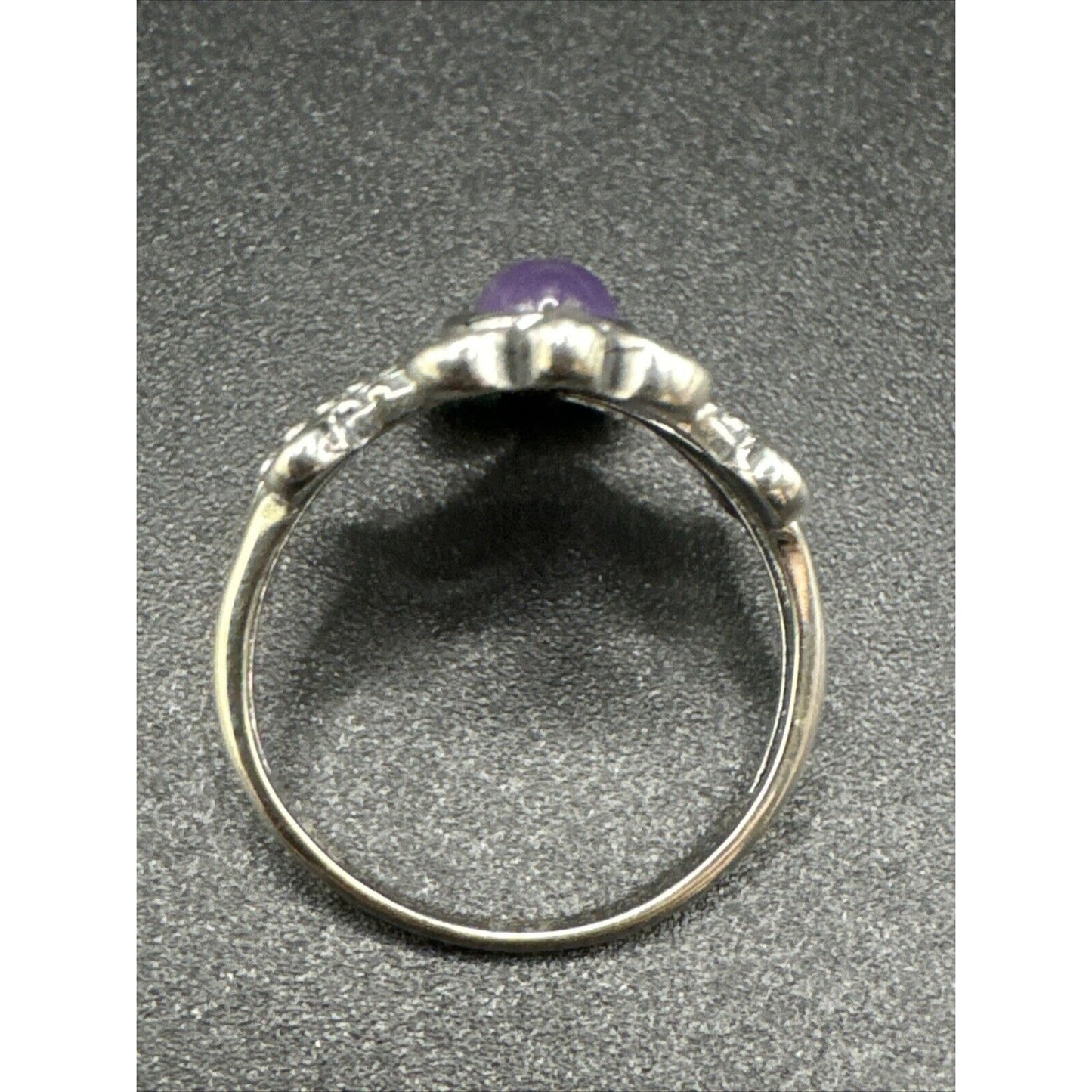 New Condition Sterling Silver Amethyst Cross Ring 925 Size 7