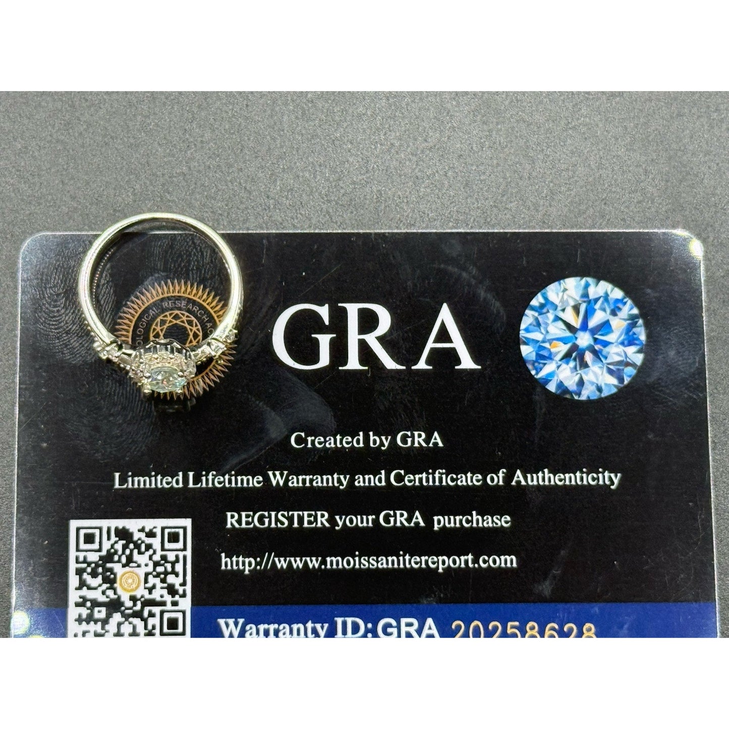 New Condition Sterling Silver Moissanite Free Form Ring Size 6.50 GRA