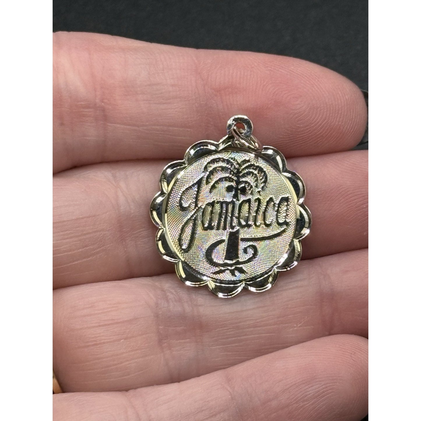 Excellent Used Condition Sterling Silver Jamaica Disc Charm 925 P3
