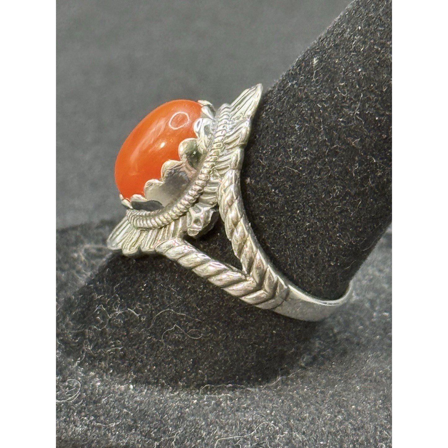 New Condition Sterling Silver Carnelian Ring Size 7.00 925