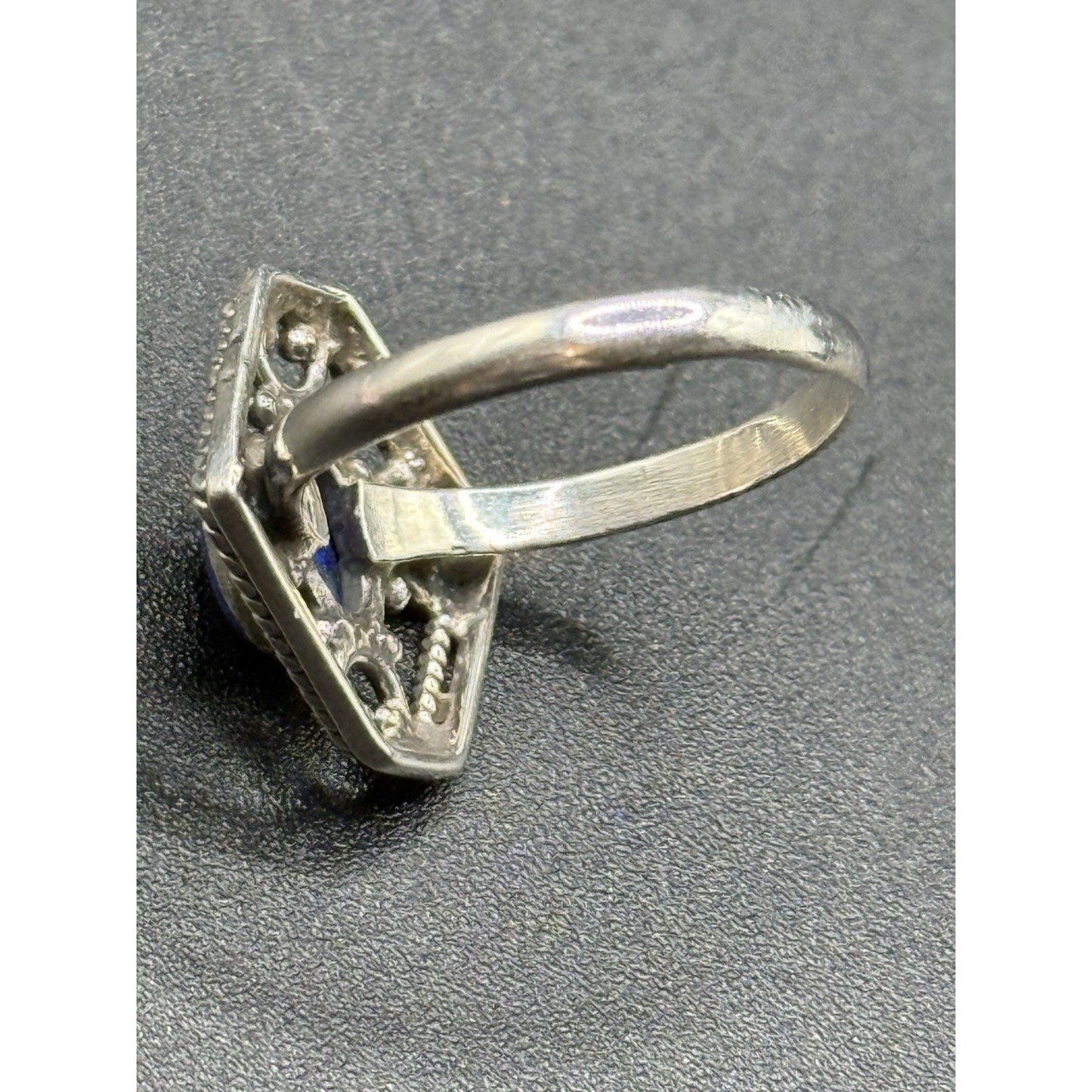 Excellent Used Condition Sterling Silver Genuine Lapis Ring Size 7.00 925 P19