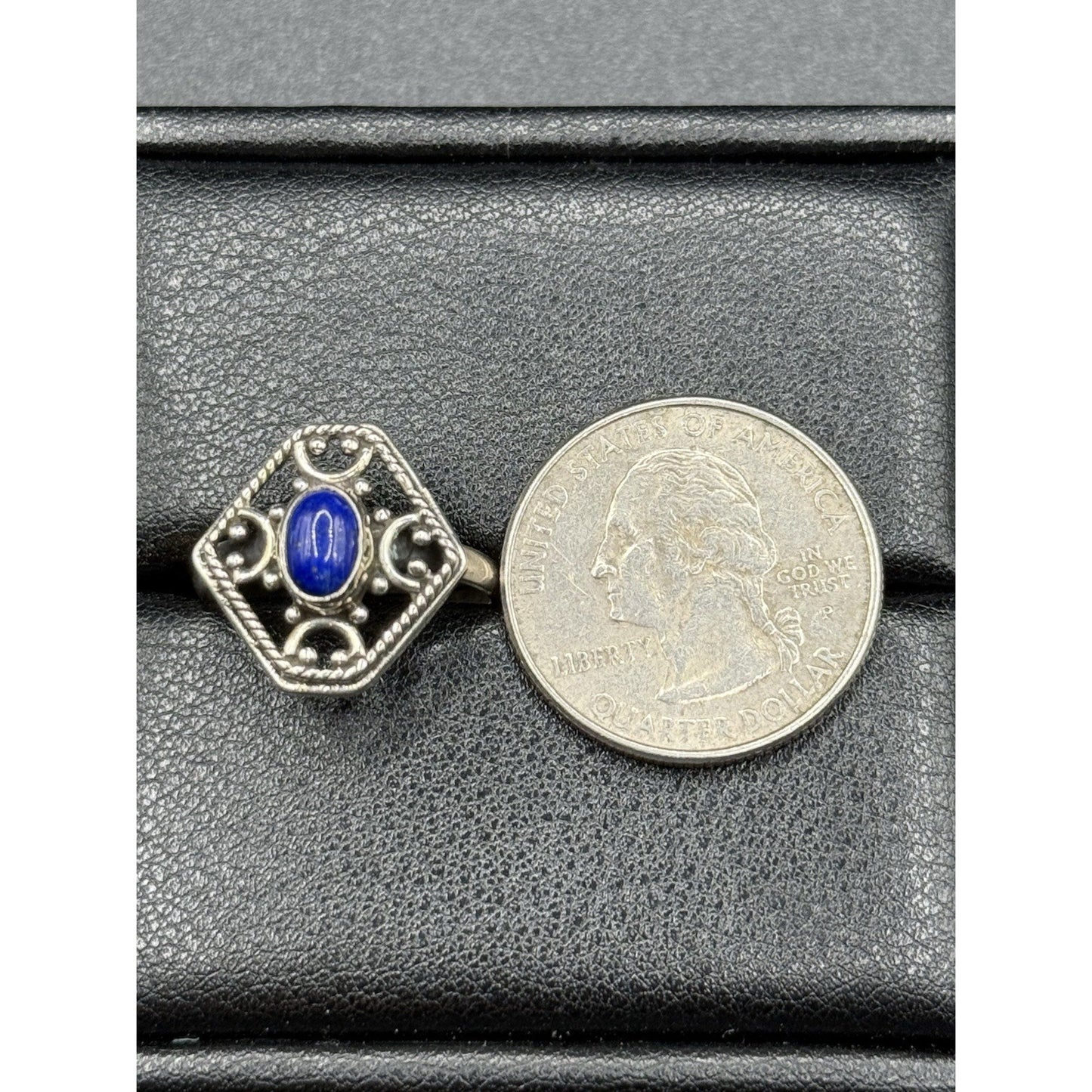Excellent Used Condition Sterling Silver Genuine Lapis Ring Size 7.00 925 P19