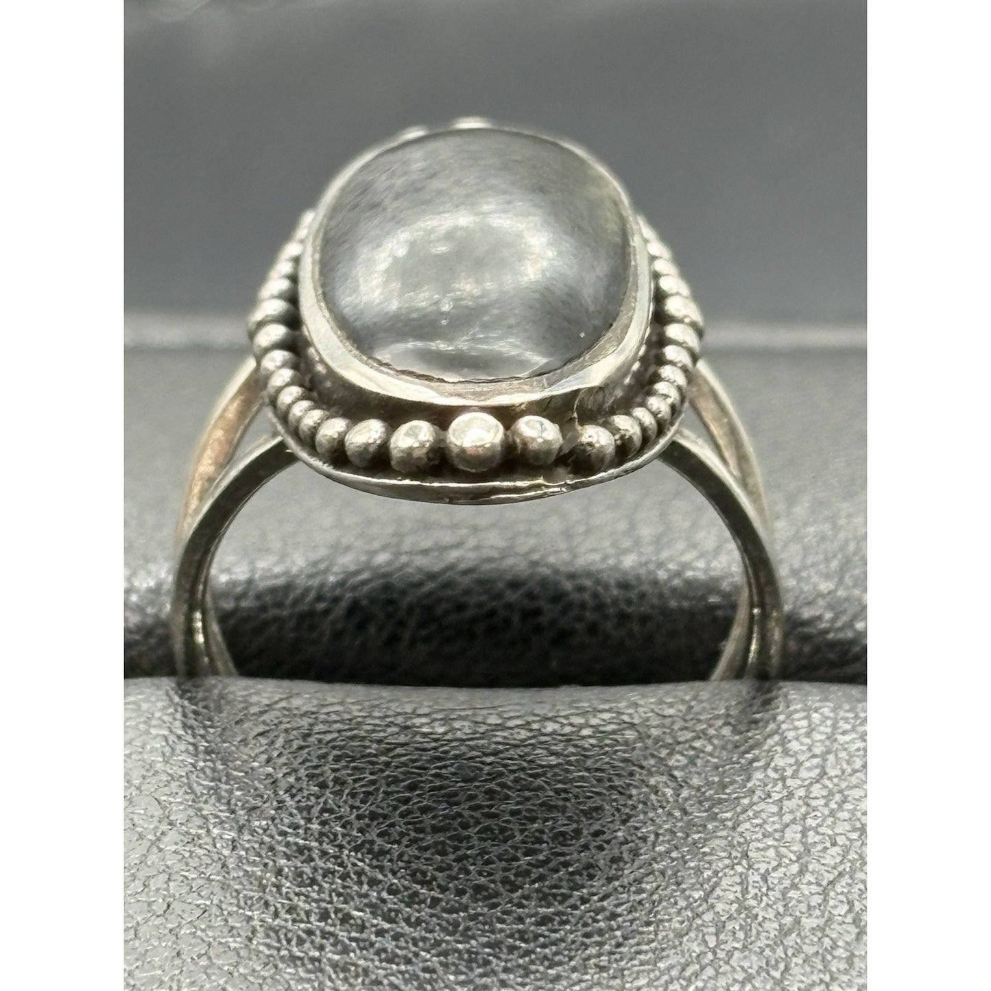 New Condition Sterling Silver Onyx Oblong Ring Size 7