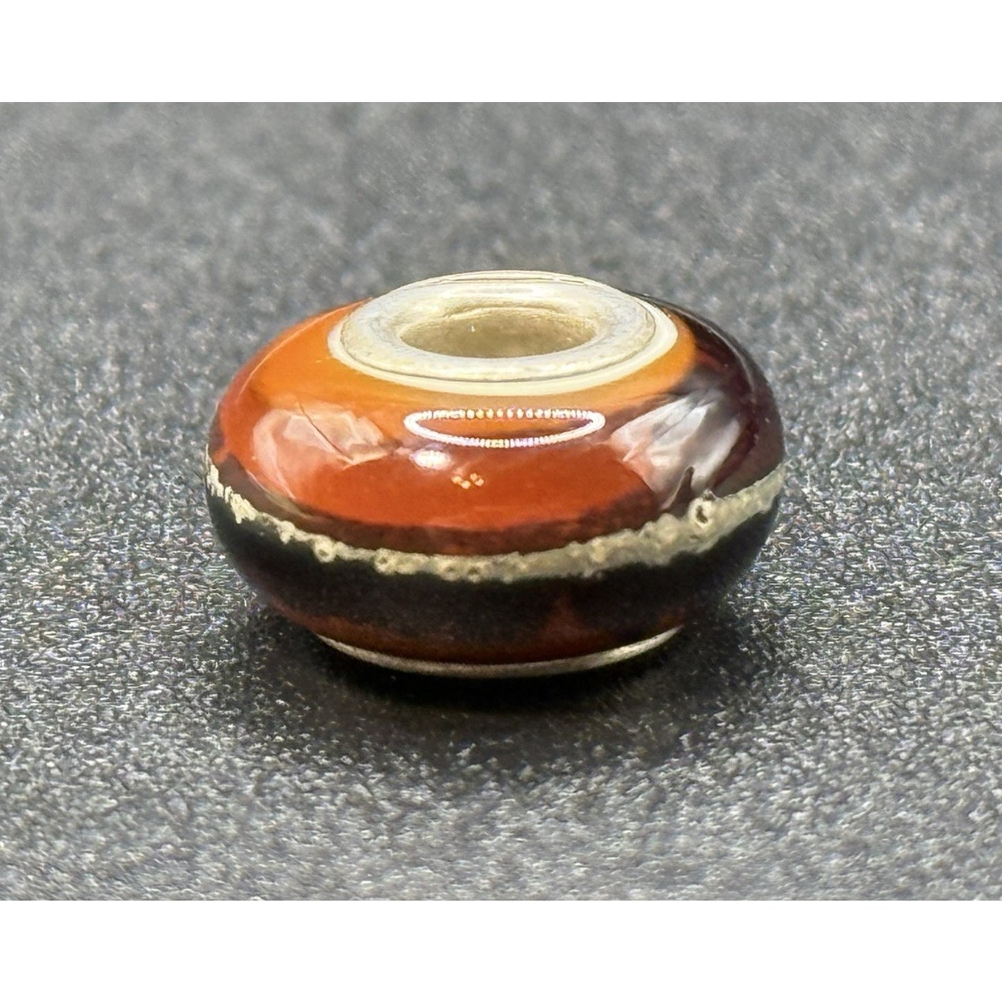 Chamilia Sterling Silver Brown Swirl Murano Glass Charm P19