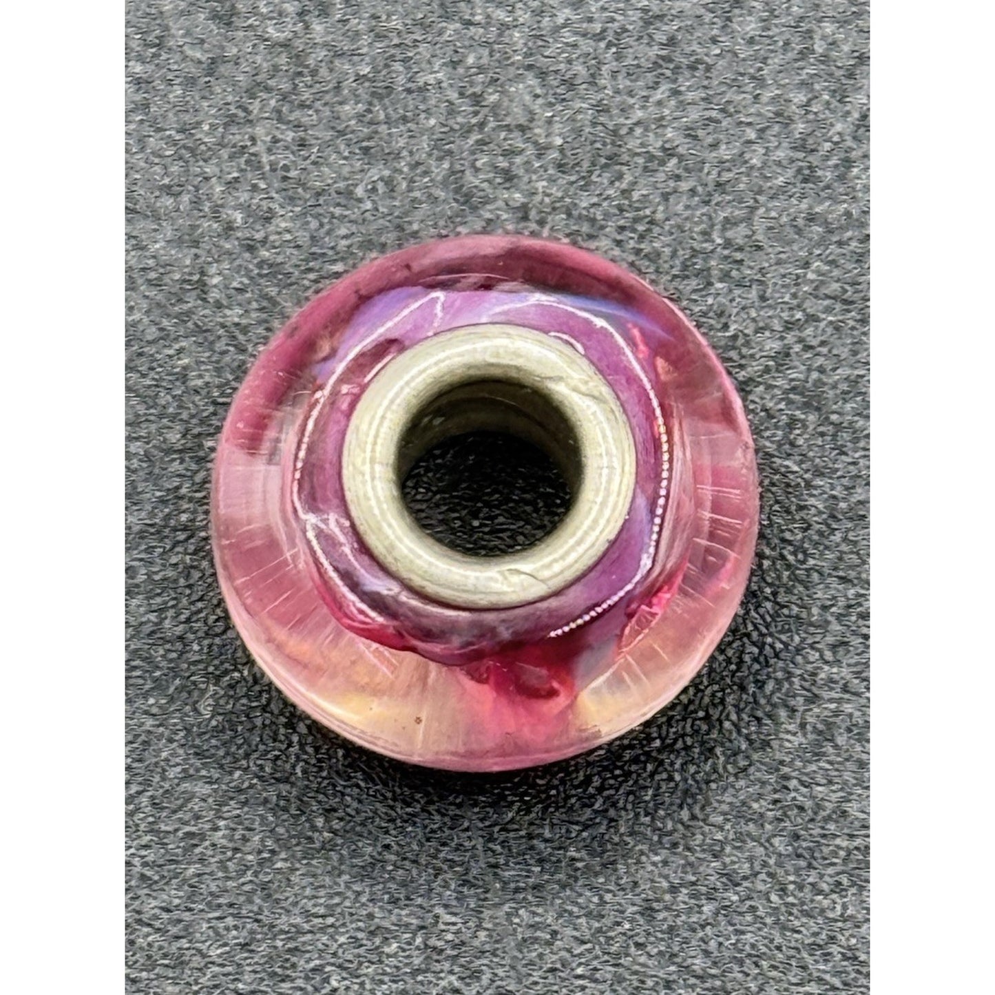 Chamilia Fuchsia Flames Pink & White Murano Glass Charm P20