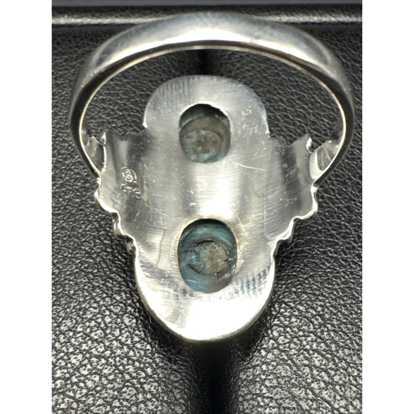 New Condition Sterling Silver Double Turquoise Long Ring Size 10
