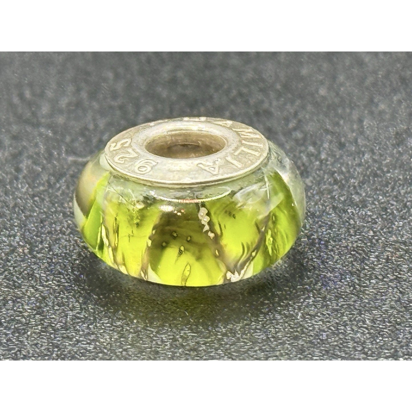 Chamilia Designer Sterling Silver Green Art Murano Glass Charm P19
