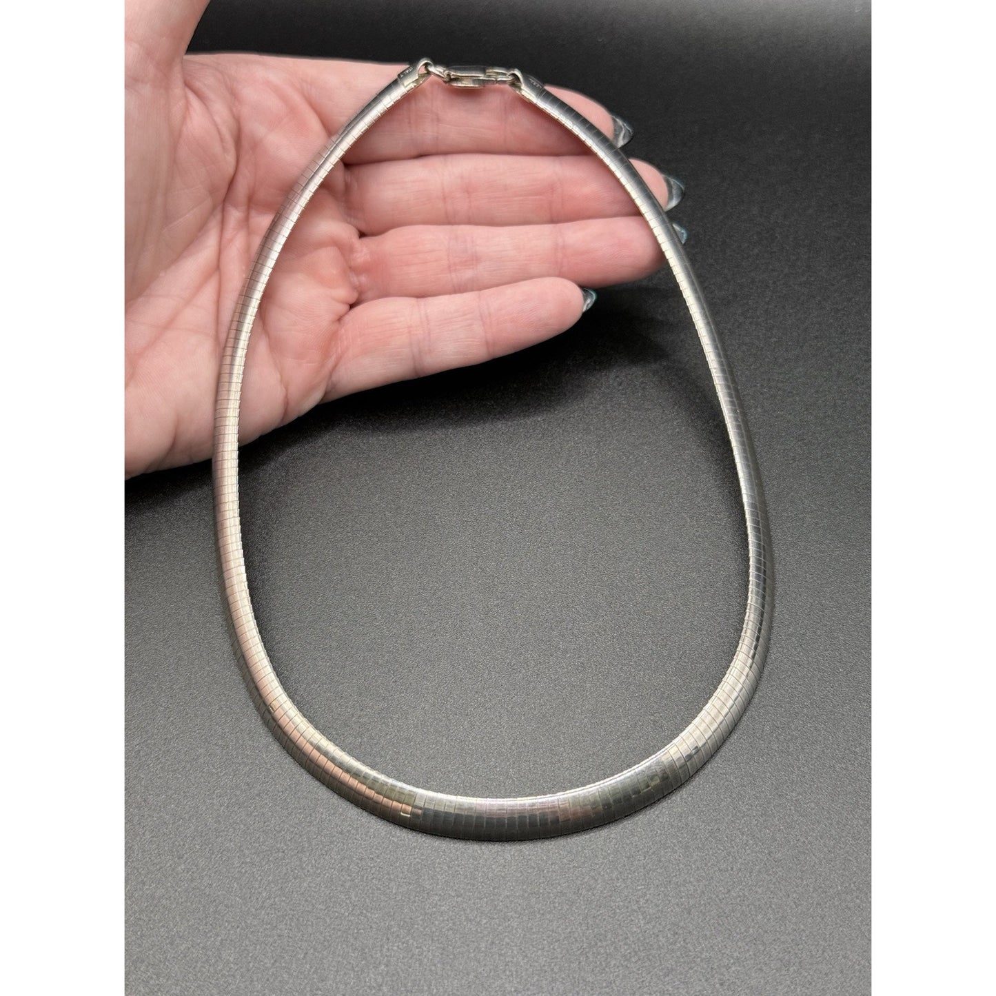 16” Sterling Silver Collar Omega Necklace 29 Grams 8MM N28