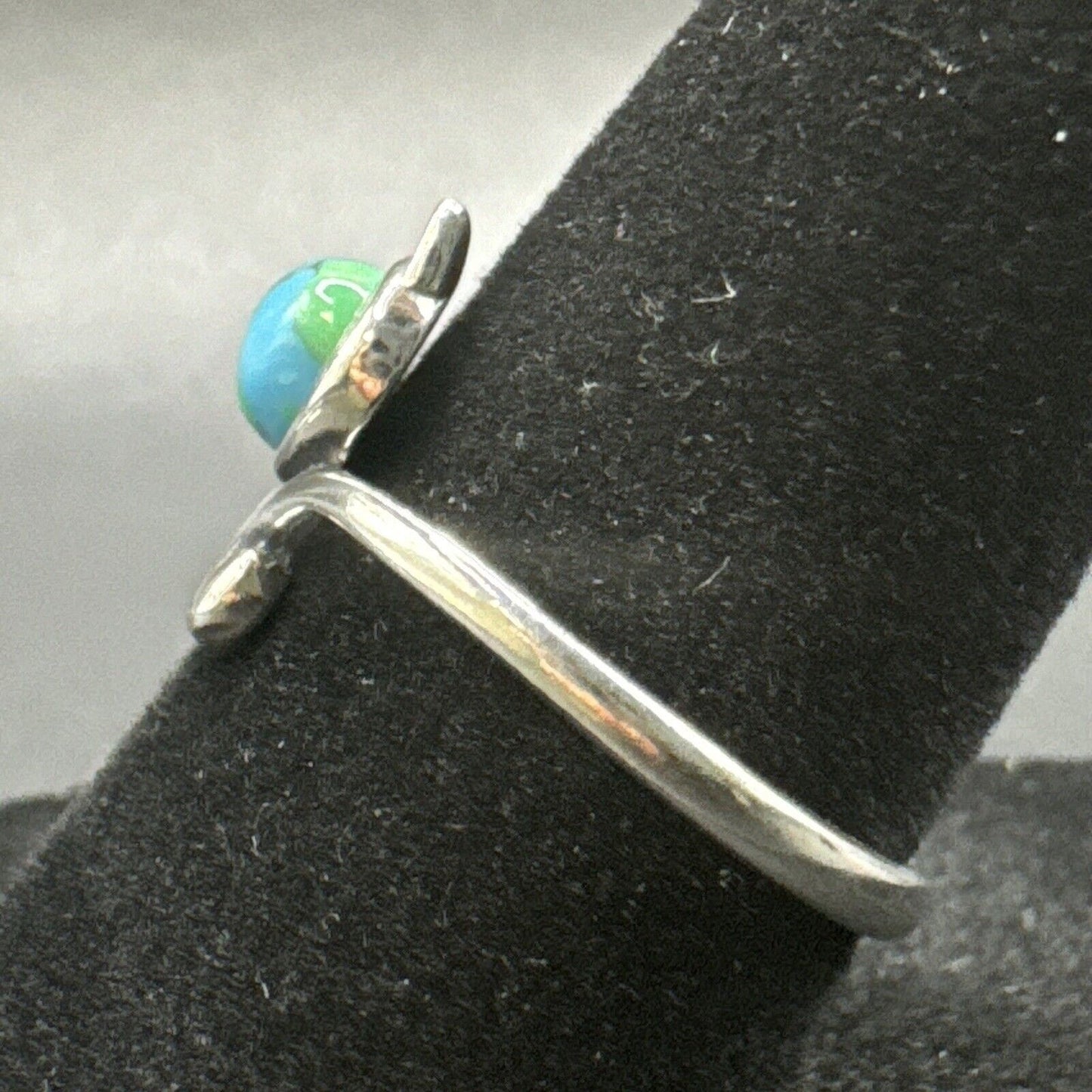 New Condition Sterling Silver Turquoise Kitty Cat Ring 925 Size 7