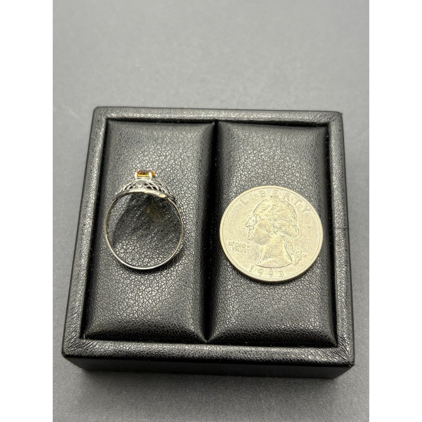 New Condition Sterling Silver Genuine Golden Tourmaline Size 7 Filigree