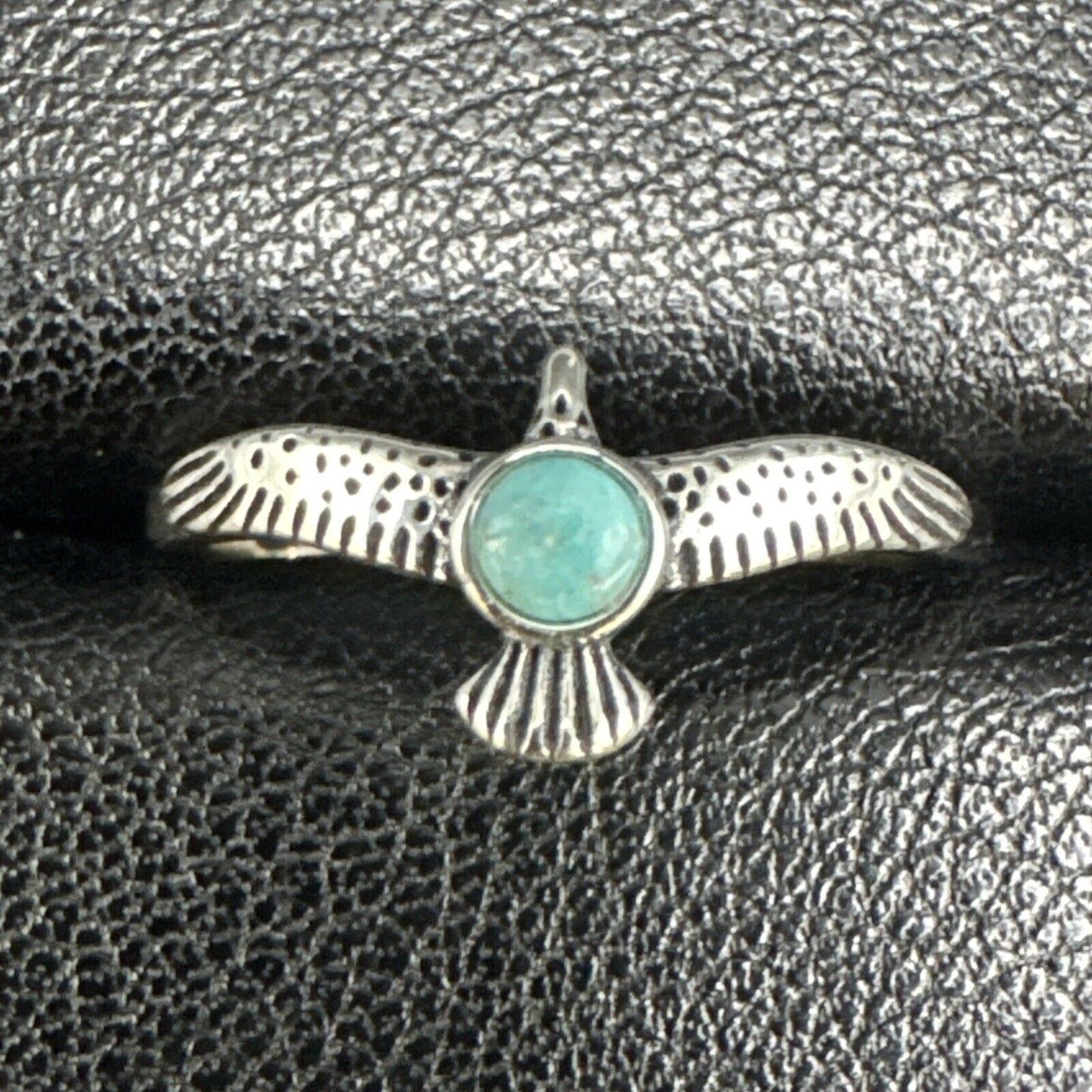 New Condition Sterling Silver Turquoise Thunderbird Ring 925 Size 7