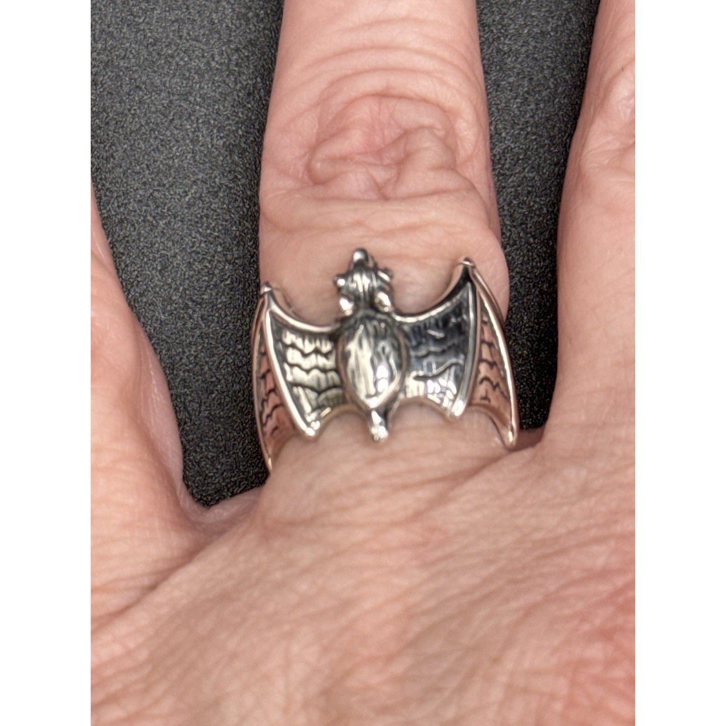 New Condition Sterling Silver Bat Ring Size 7.00
