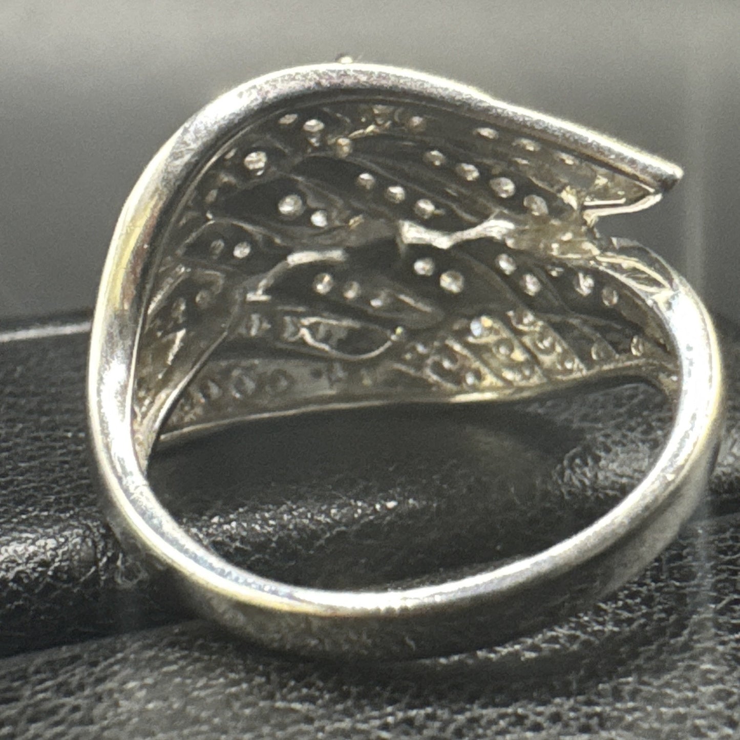 Sterling Silver Angel Wings CZ Statement Ring 925 Size 8 P2
