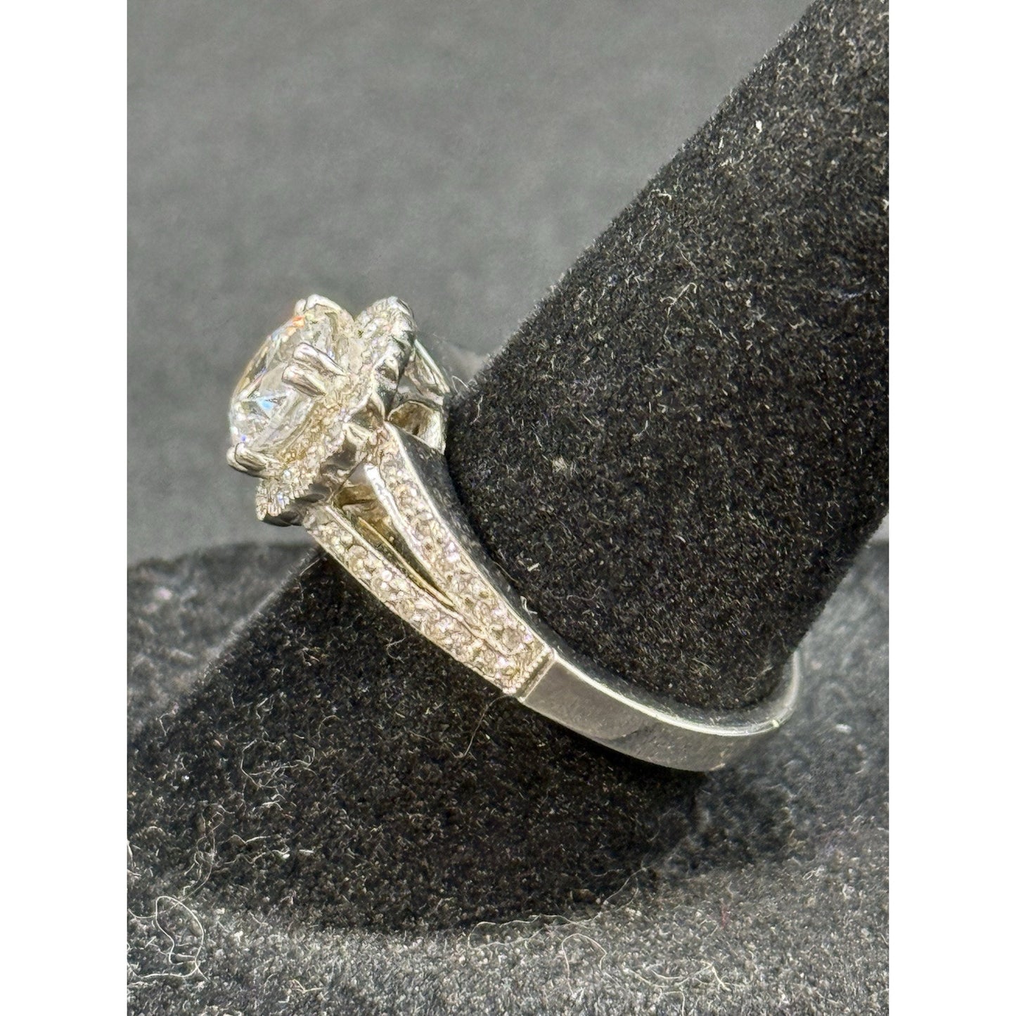 EUC Sterling Silver Cubic Zirconia Split Halo Ring Size 6.50 925 #5 P5
