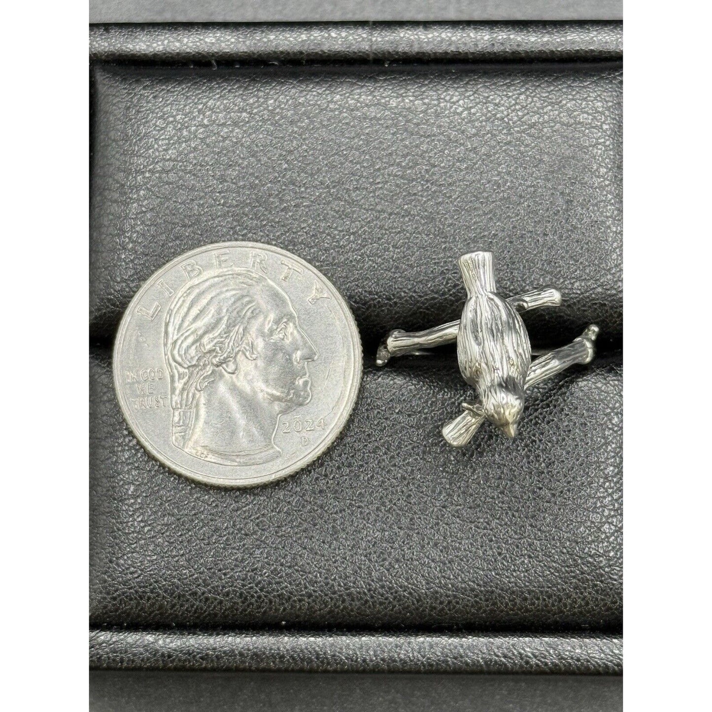 New Condition Sterling Silver Bird On A Branch Ring Size 6.50 925