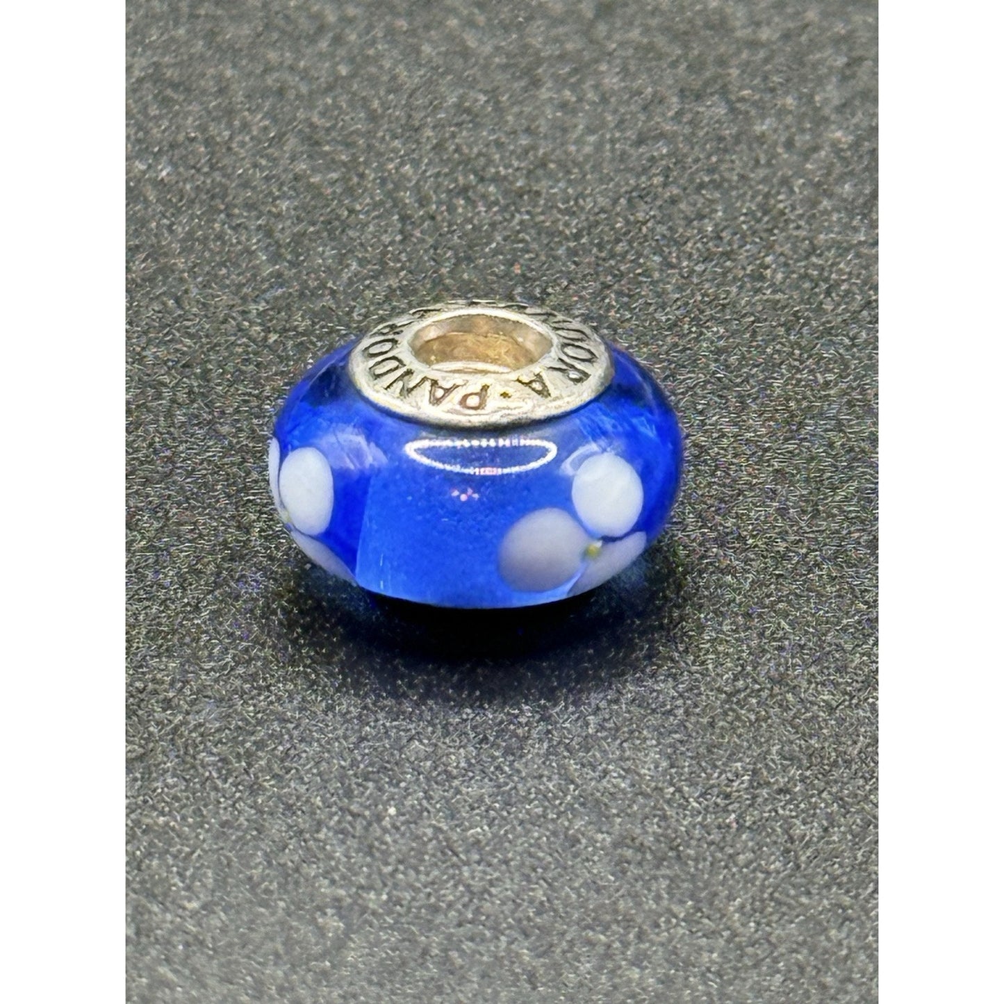 Pandora Blue Murano Glass Flower Charm N19