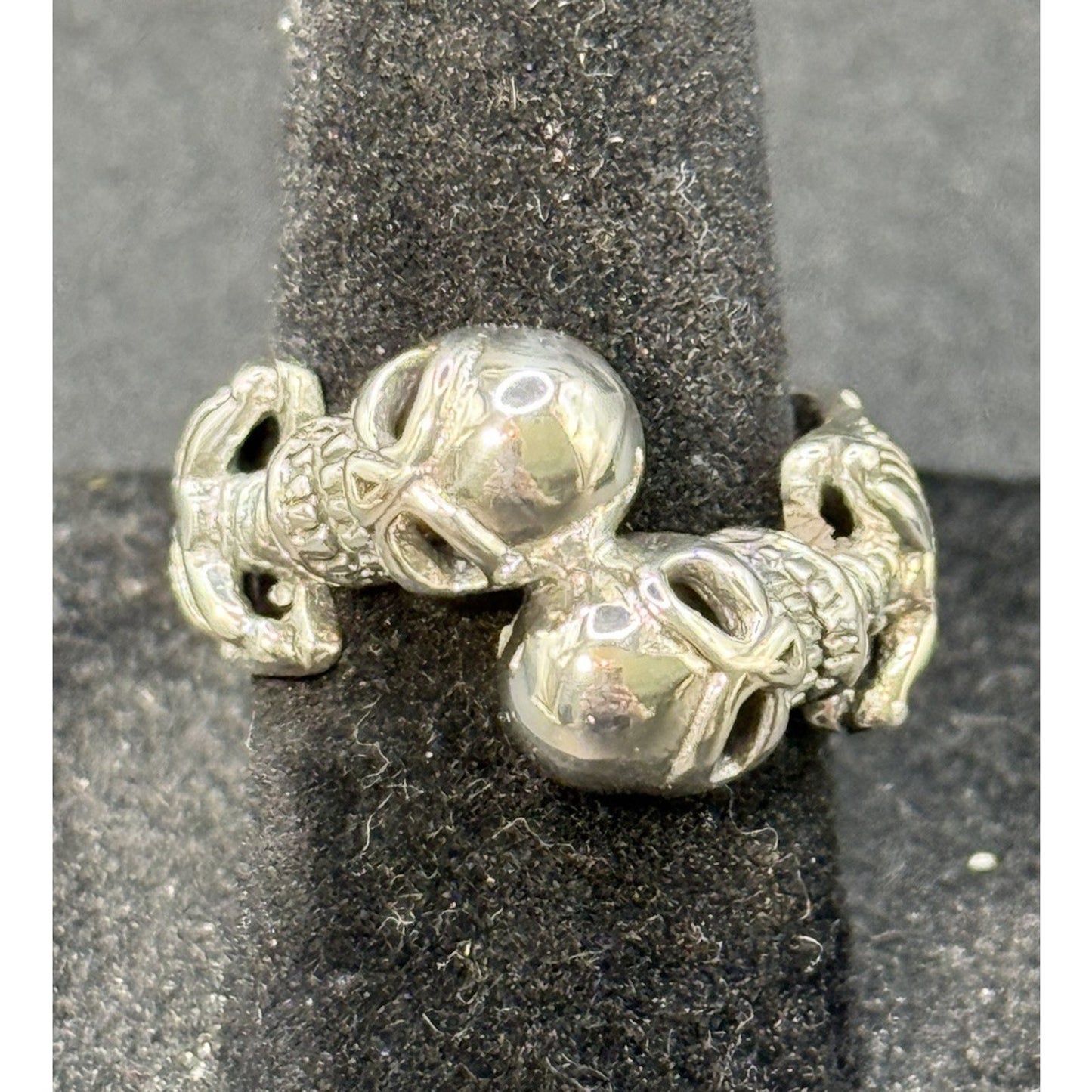 New Condition Sterling Silver Double Skeleton Ring Size 6.00