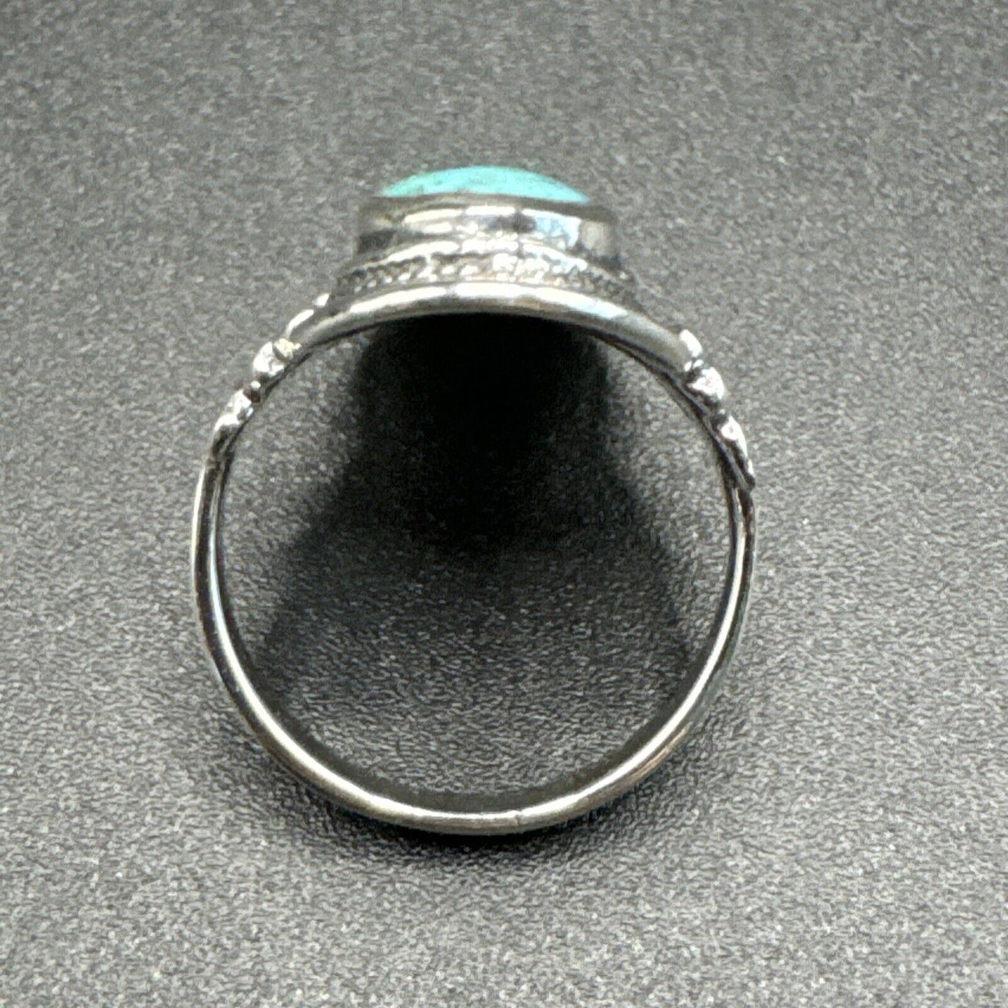 New Condition Sterling Silver Turquoise Coral Oblong Ring 925 Size 6.5