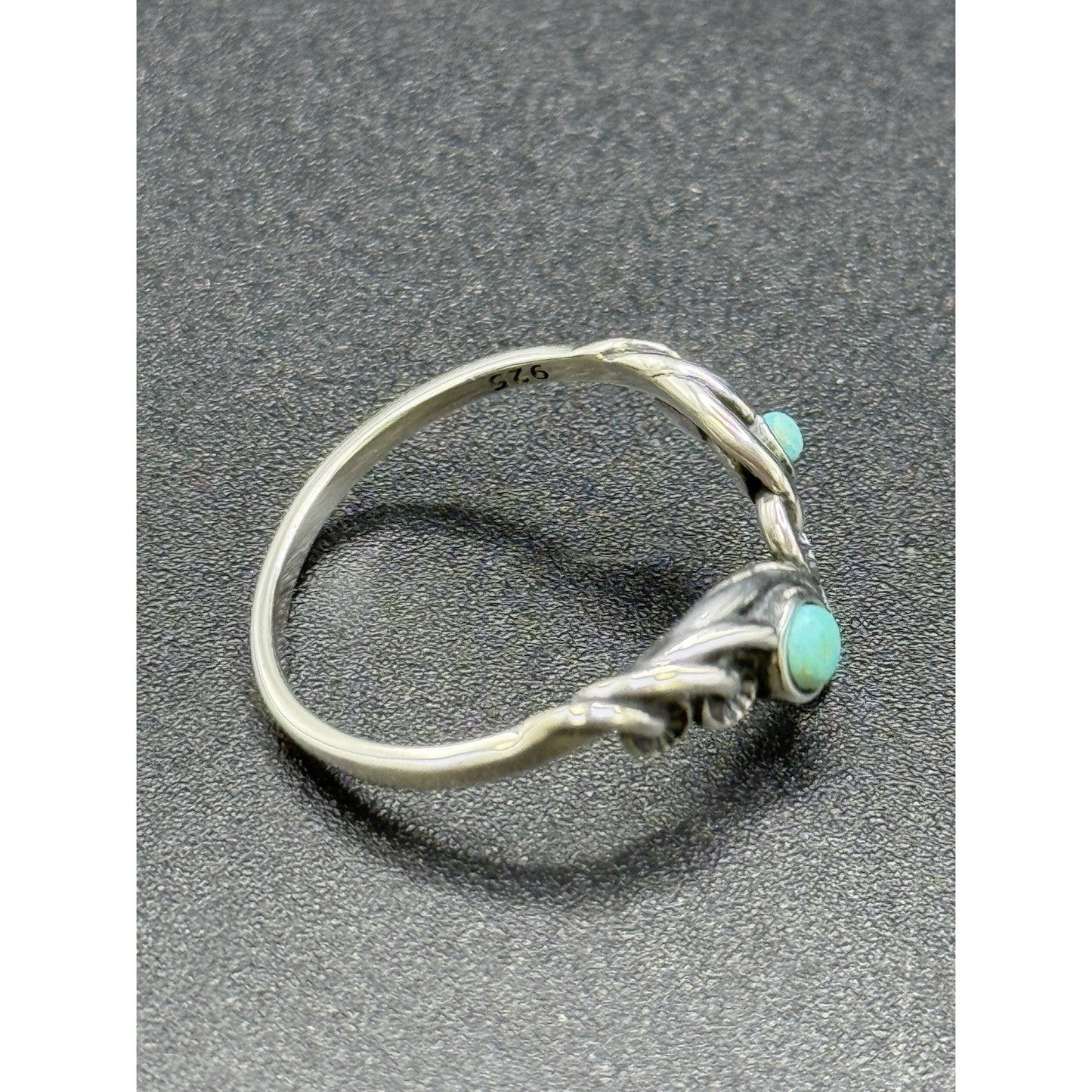 New Condition Sterling Silver Mushrooms Genuine Turquoise Ring Size 7.00 925