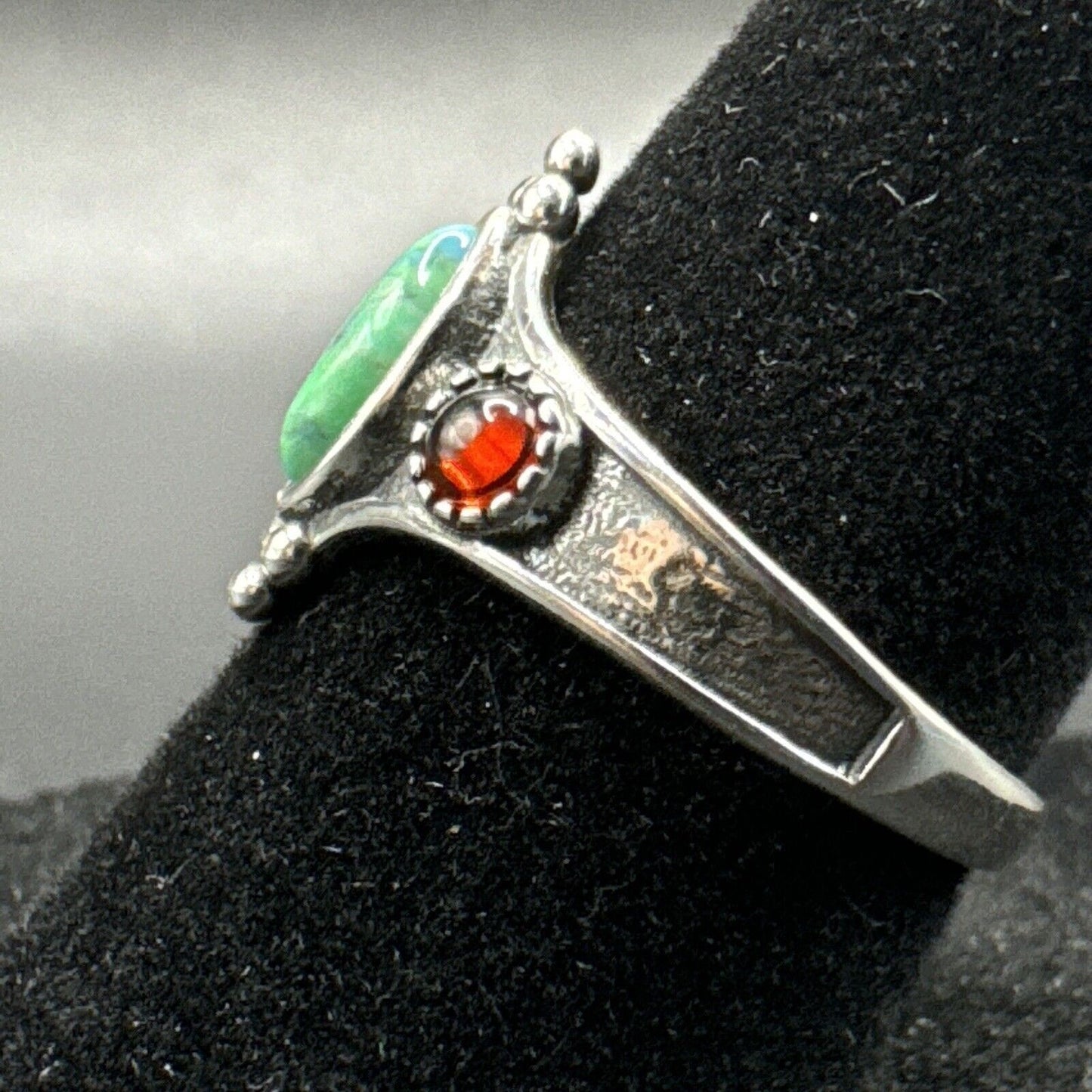 New Condition Sterling Silver Turquoise Garnet Amethyst Ring 925 Size 7