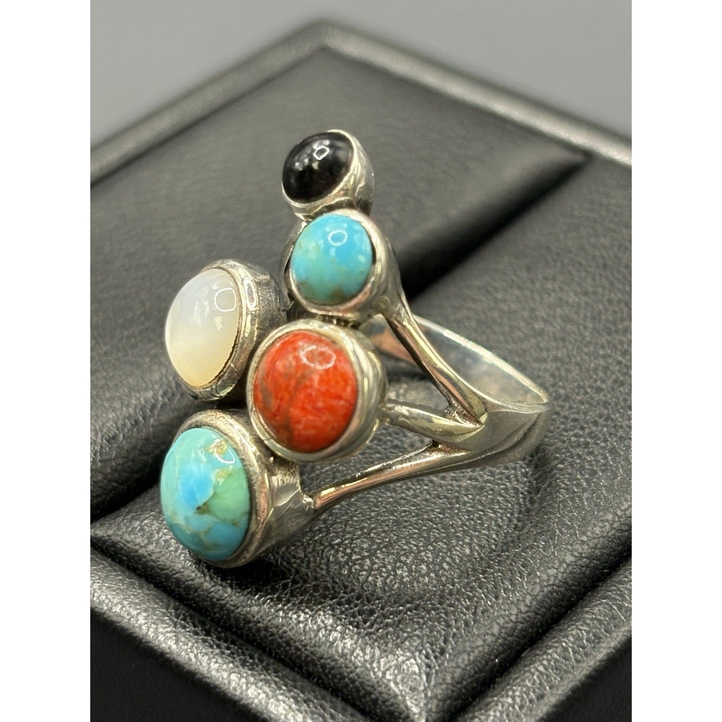 New Condition Sterling Silver Multi Gemstone Ring Size 7