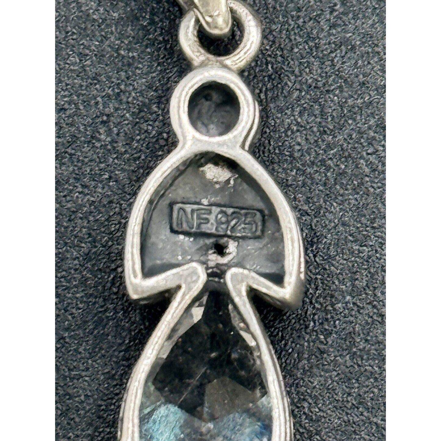 18” Vintage Sterling Silver Cubic Zirconia Marcasite Pendant Necklace 925 M8