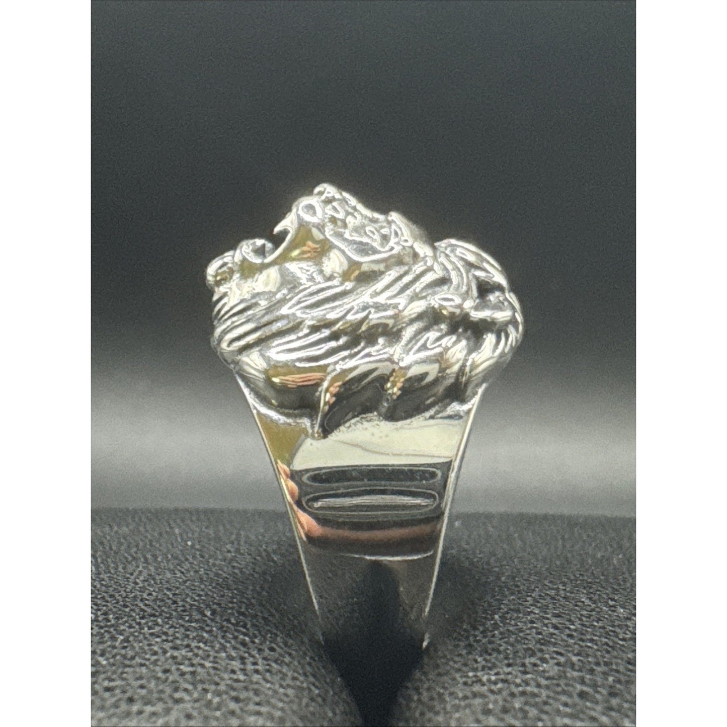 New Condition Sterling Silver Lion Head Ring 925 Size 13