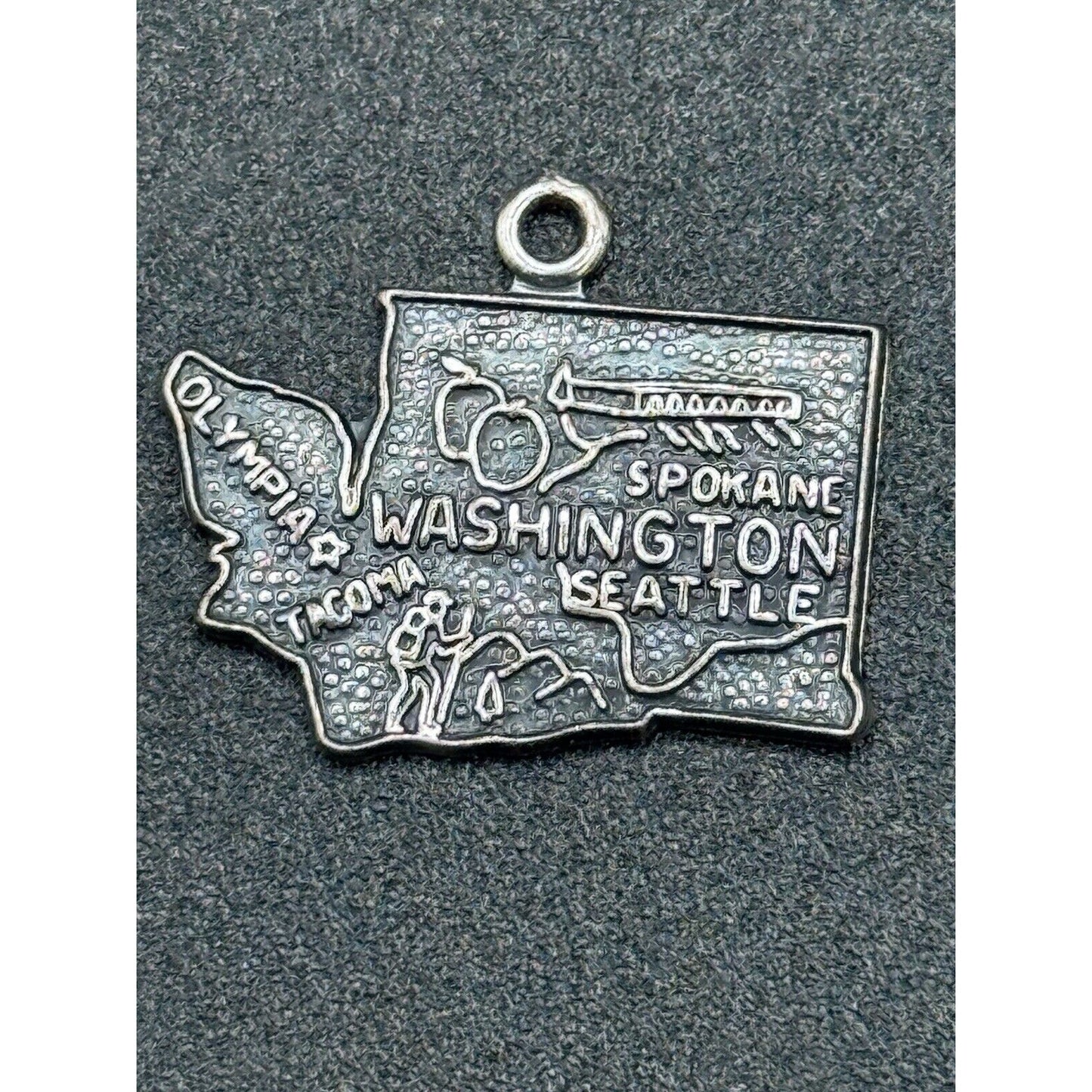 Vintage Lot Of 2 Oregon Washington Charms State 925 Sterling Silver M10