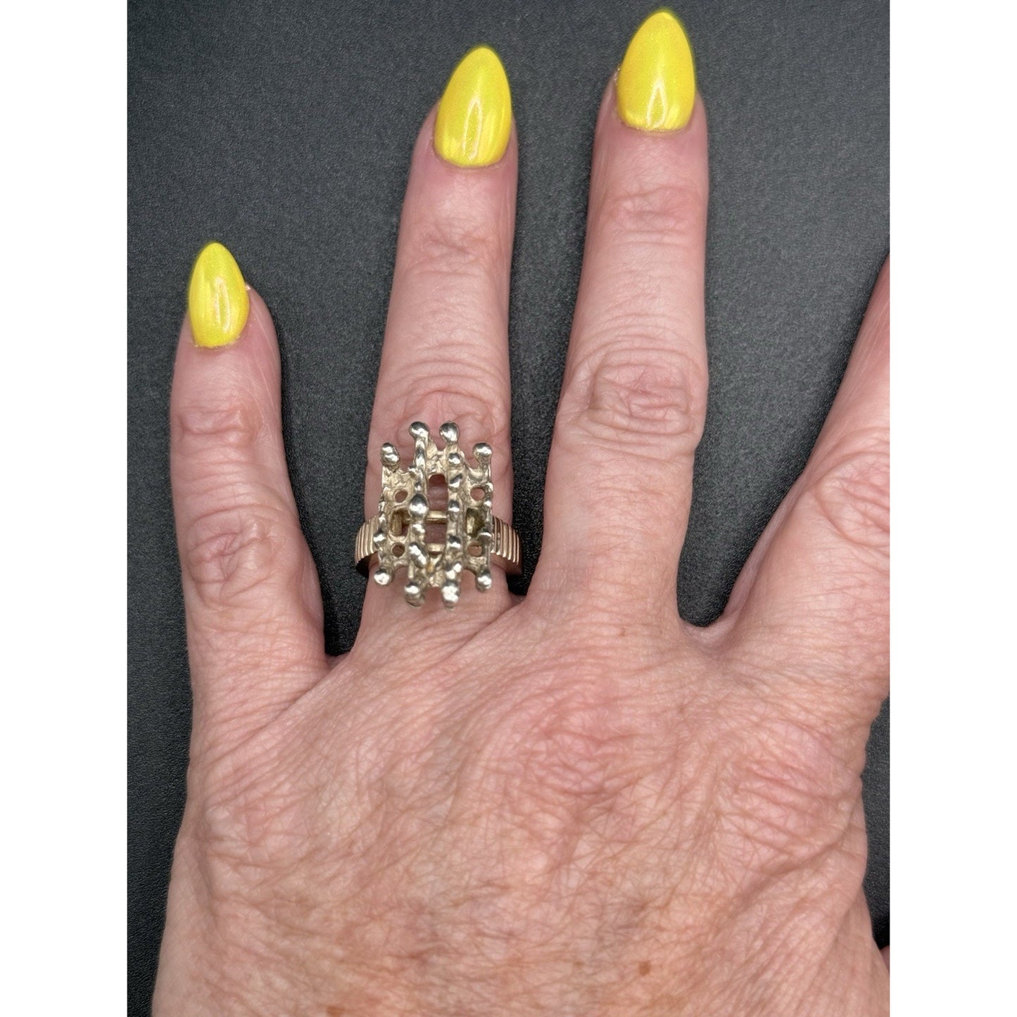 Brutalist Sterling Silver Ring Size 7.25 Tested R8
