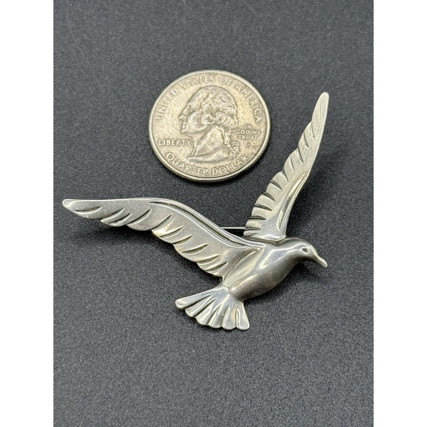 Vintage Sterling Silver Beau Flying Bird Brooch Pin 925 P5