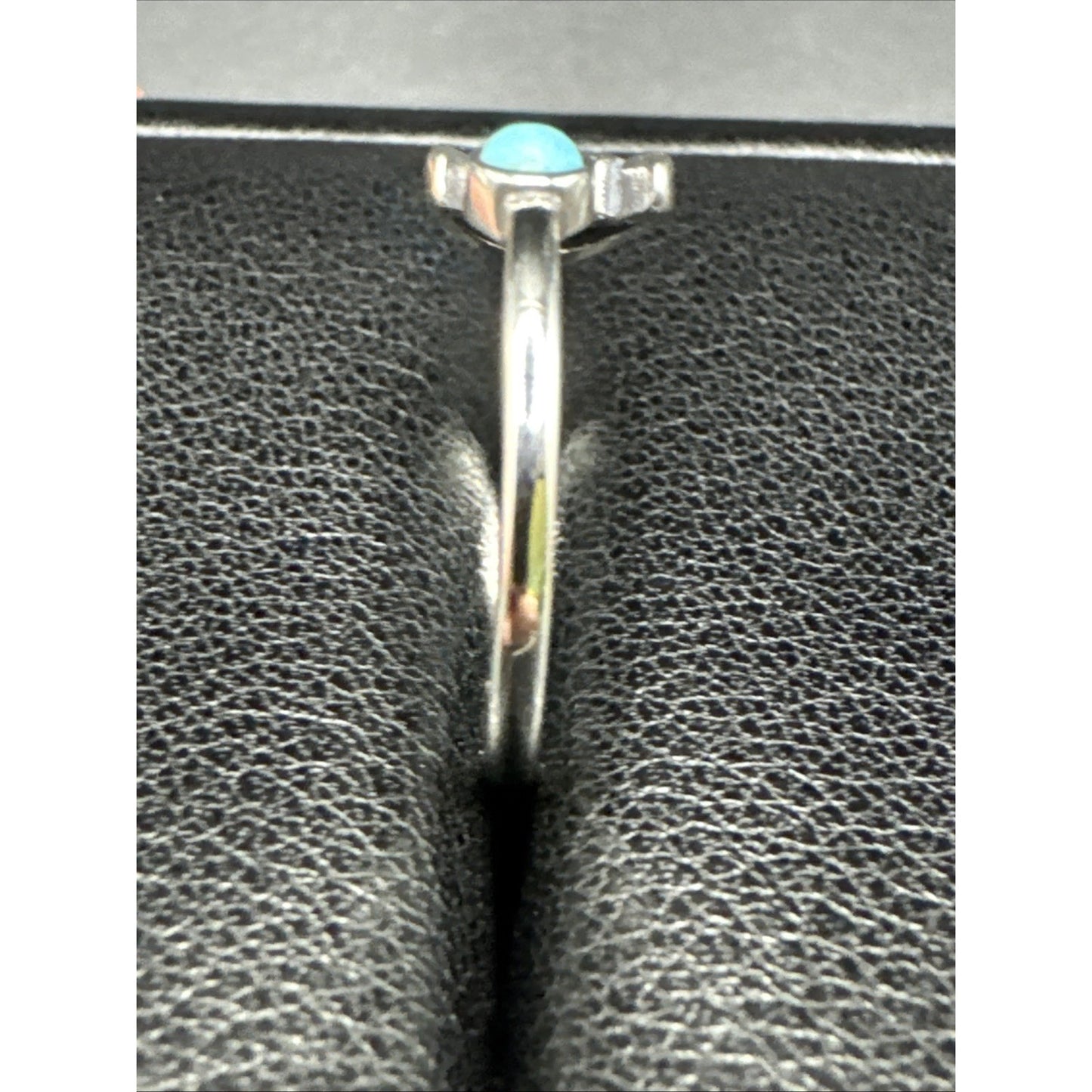 New Condition Sterling Silver Turquoise Crescent Moon Ring 925 Size 7