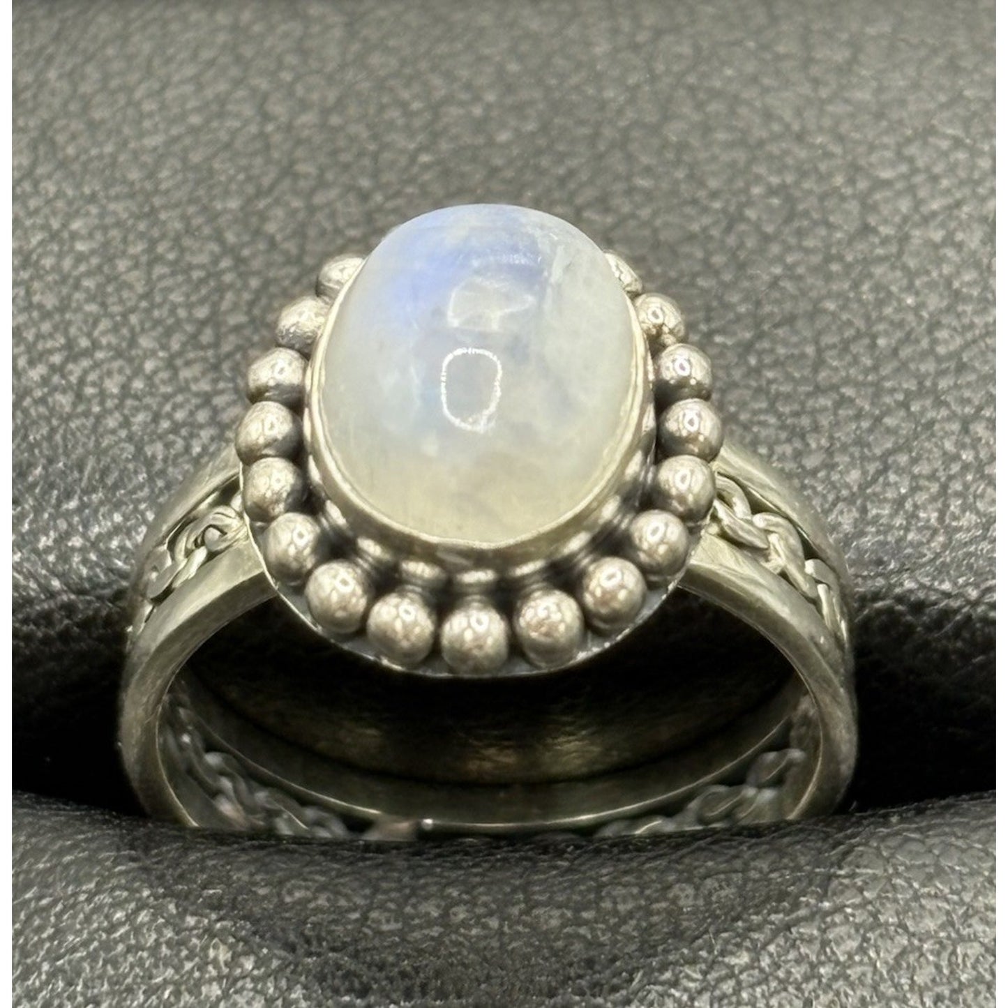 New Condition Sterling Silver Moonstone Ring Braid Size 7
