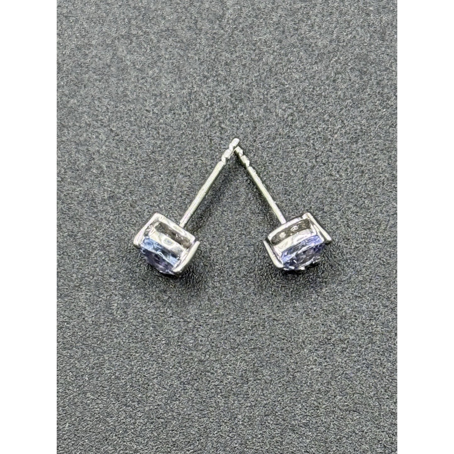 EUC Sterling Silver Tanzanite Trillion Stud Earrings 925 N20
