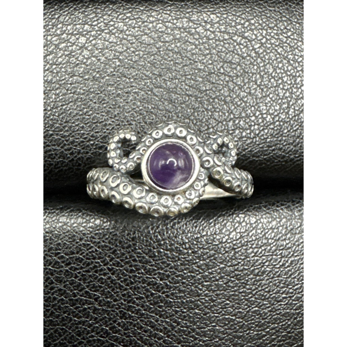 New Condition Sterling Silver Amethyst Octopus Ring 925 Size 7