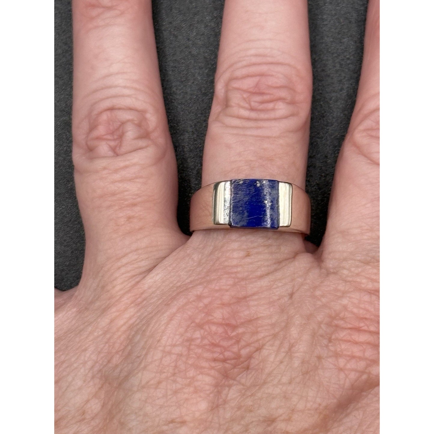 New Condition Sterling Silver Genuine Lapis Ring Size 10.75