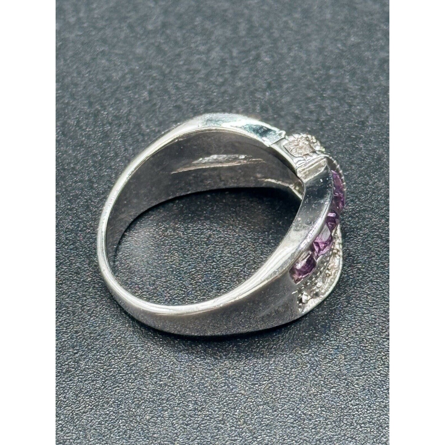 Vintage Sterling Silver Pink Cubic Zirconia Ring Size 6.25 M3