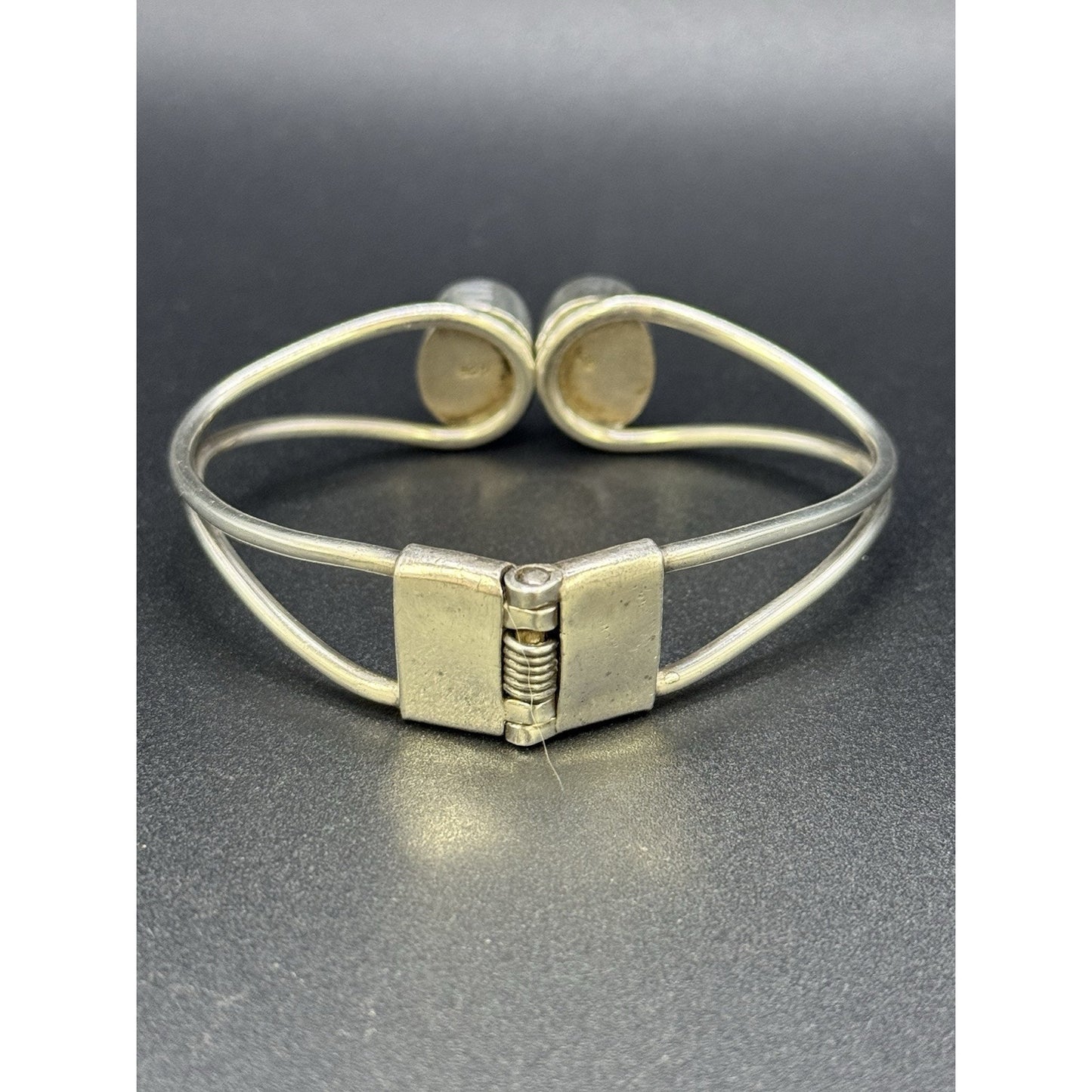 MCM Vintage Sterling Silver Moonstone Hinged Bracelet 37 Grams 925 P10
