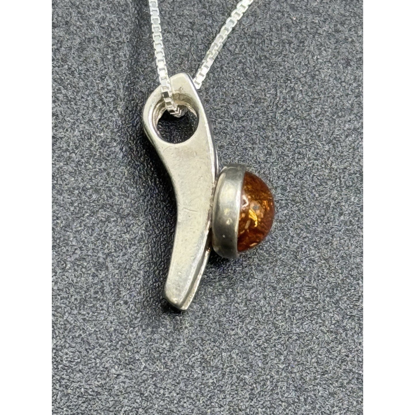 18” Sterling Silver Genuine Amber Dainty Pendant Necklace 925 P3