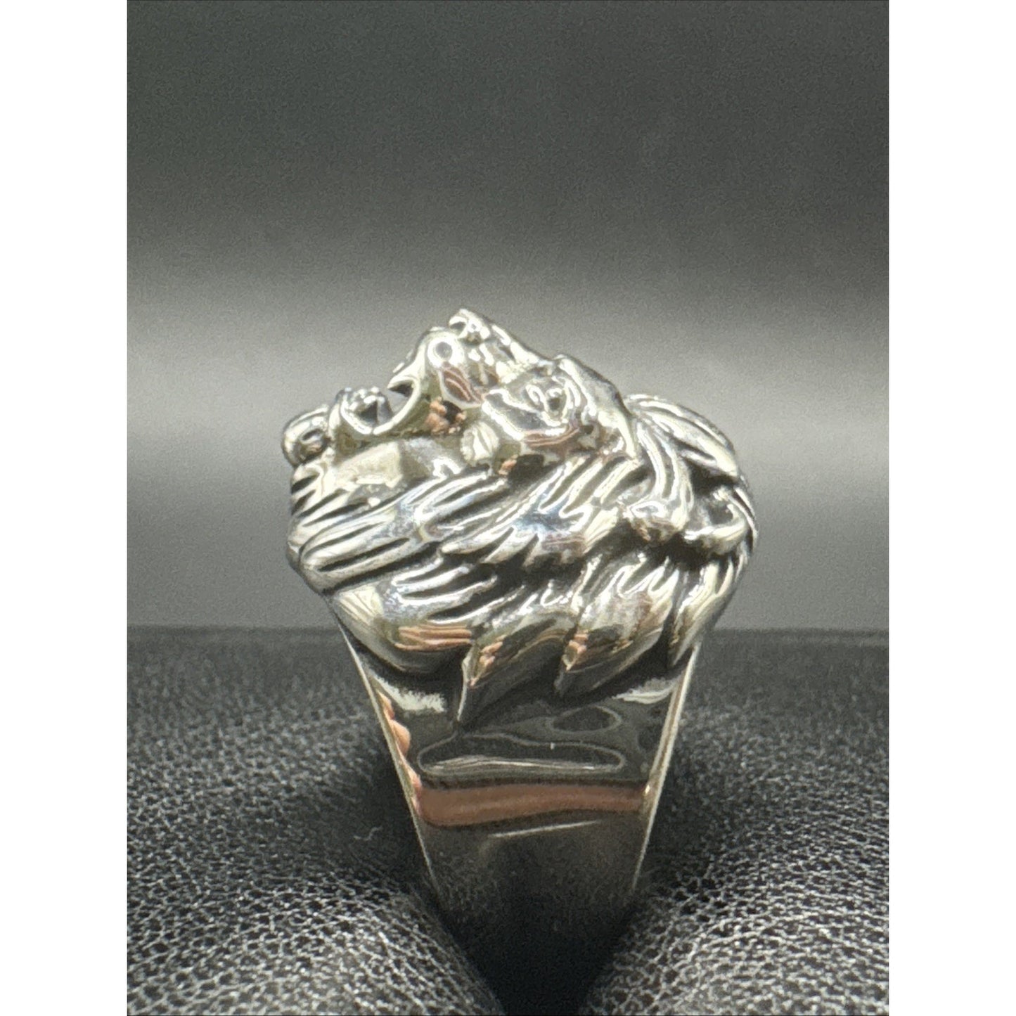 New Condition Sterling Silver Lion Head Ring 925 Size 11