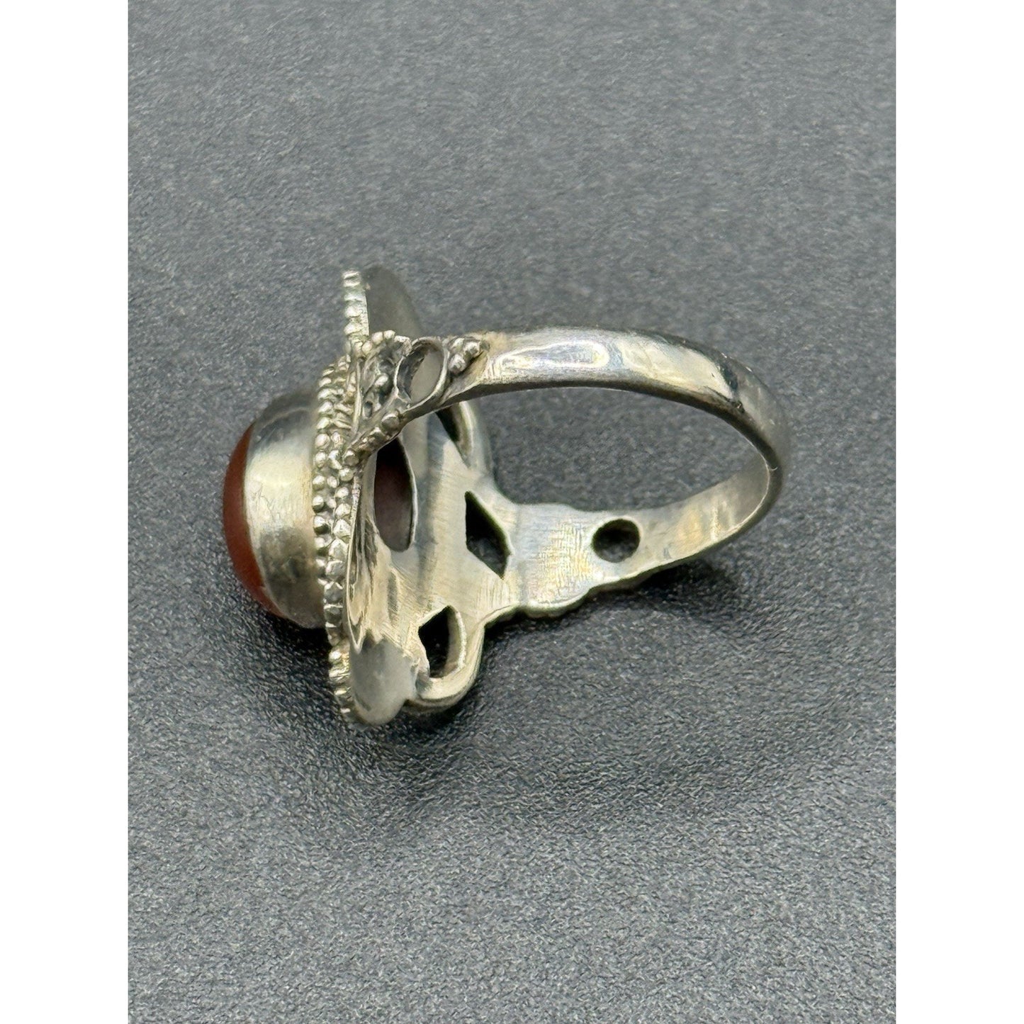 New Condition Sterling Silver Carnelion Genuine Ring Size 6.00 925 P19