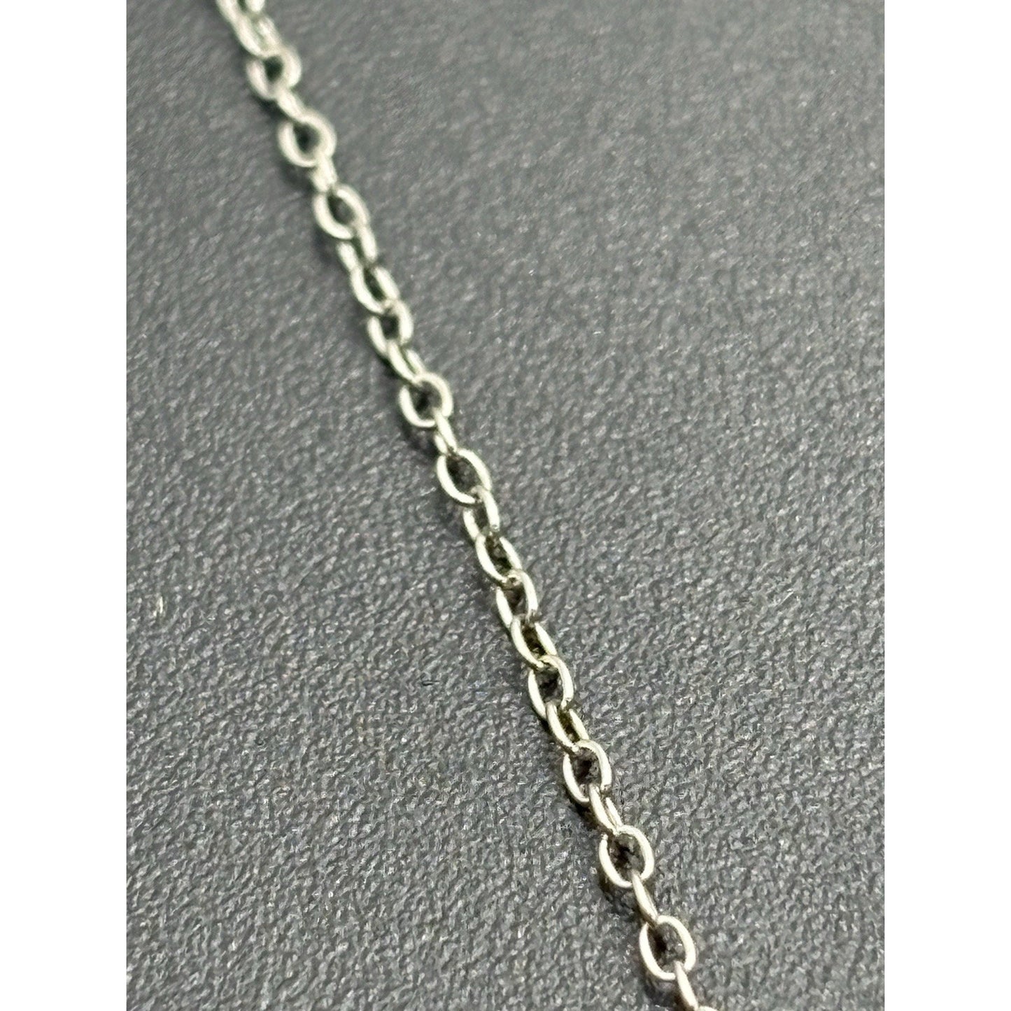 18" Sterling Silver Lab Sapphire Heart Pendant Necklace 925 W16