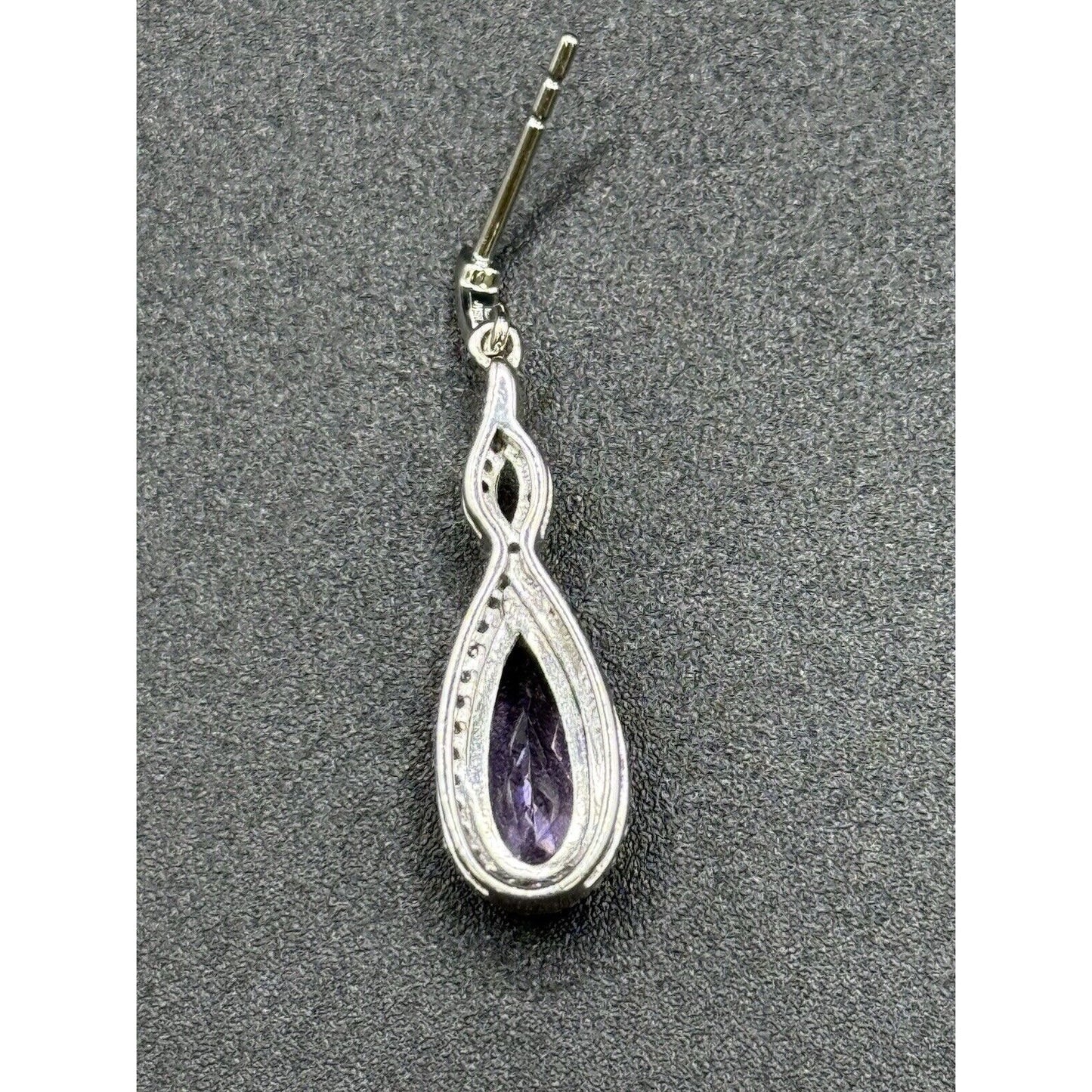 New Condition Sterling Silver Amethyst White Sapphire Dangle Earrings