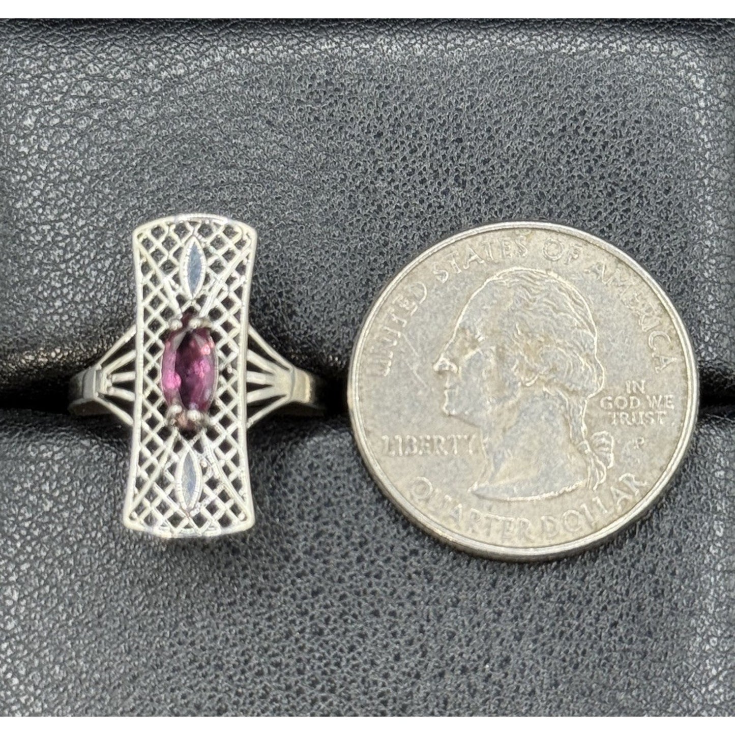 New Condition Sterling Silver Pink Tourmaline Genuine Ring Size 7 P19